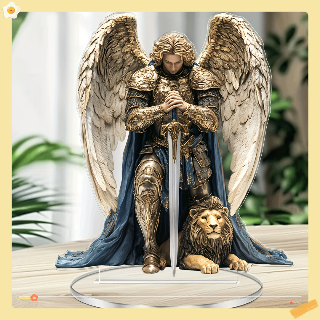 1pc Archangel Michael Acrylic Desktop Decoration Perfect Religious Angel Statue