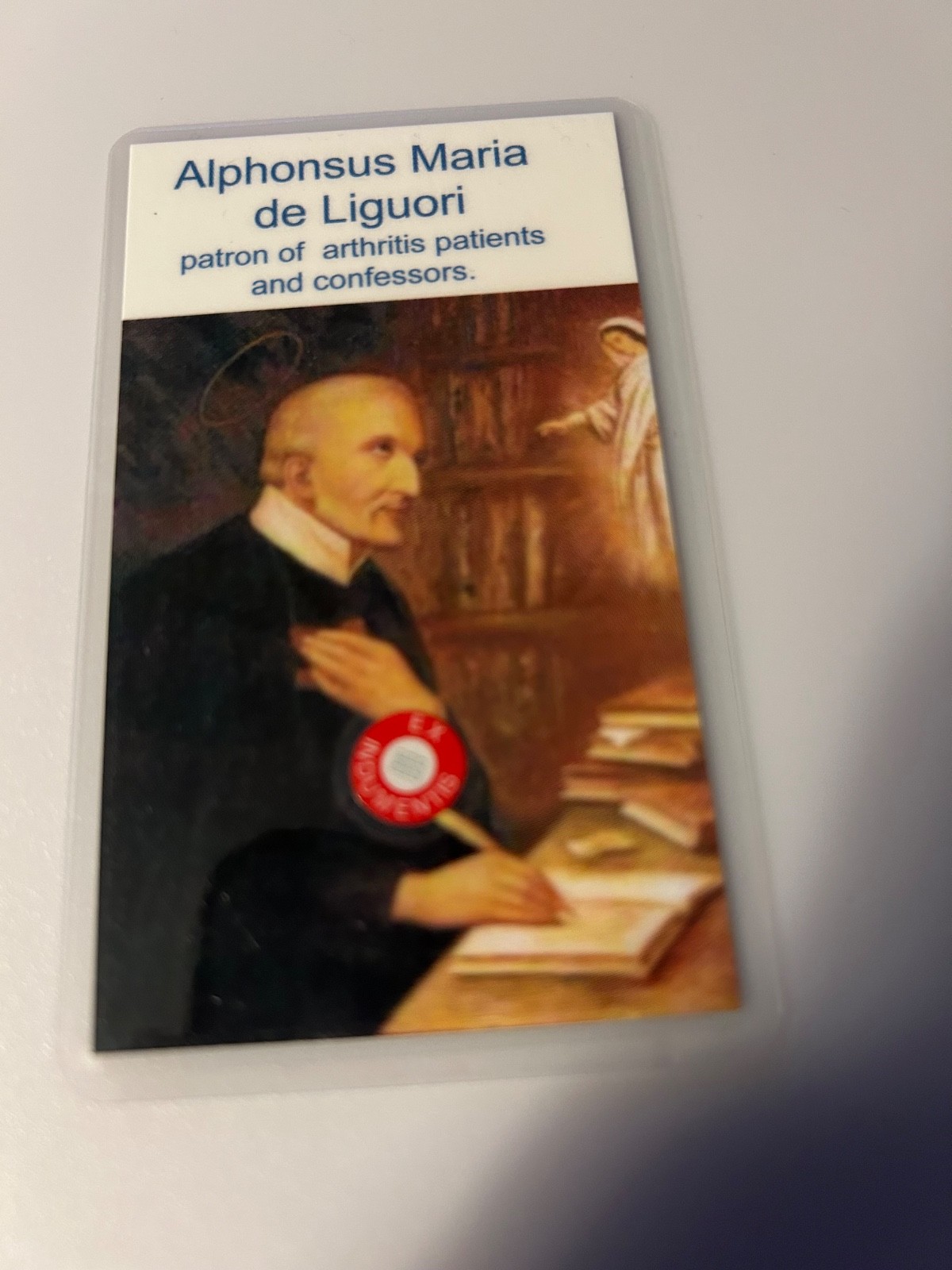 St. Alphonsus Maria de Liguori 3rd Class Relic Card Founder Redemptorist