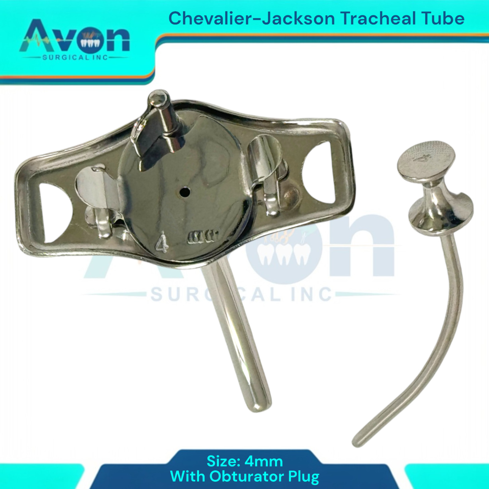 Jackson Tracheal Cannula Tube with Obturator Plug, Metal, Tracheostomy Tool, 1pc