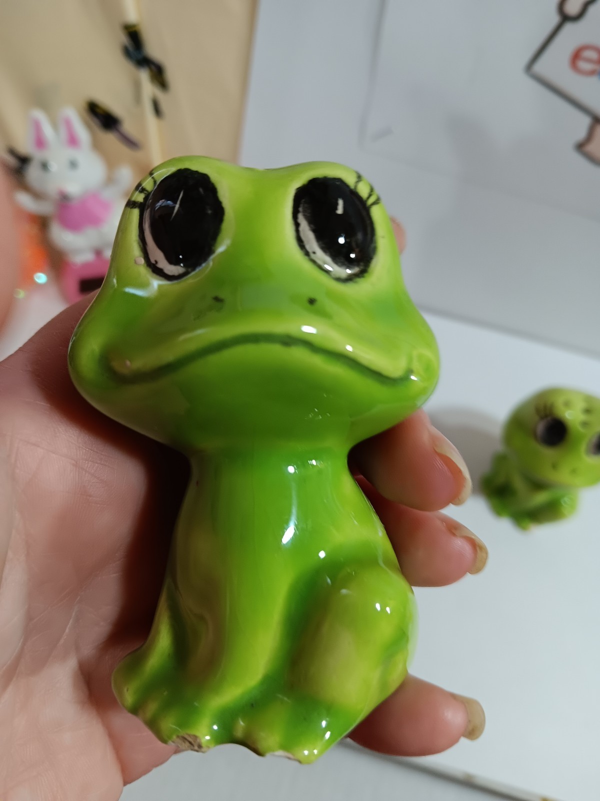 VTG NEIL THE FROG SALT & PEPPER SHAKERS CERAMIC 1970'S SET SEARS AND ROEBUCK!!!