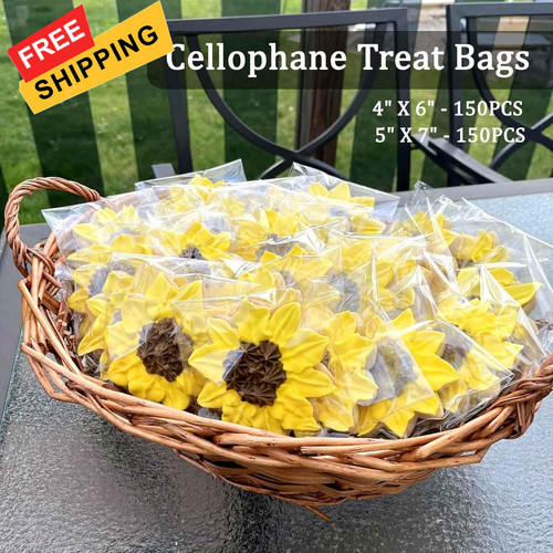 300 PCS Clear Cellophane Cookies Bags Self Sealing with 4x6" and 5x7",