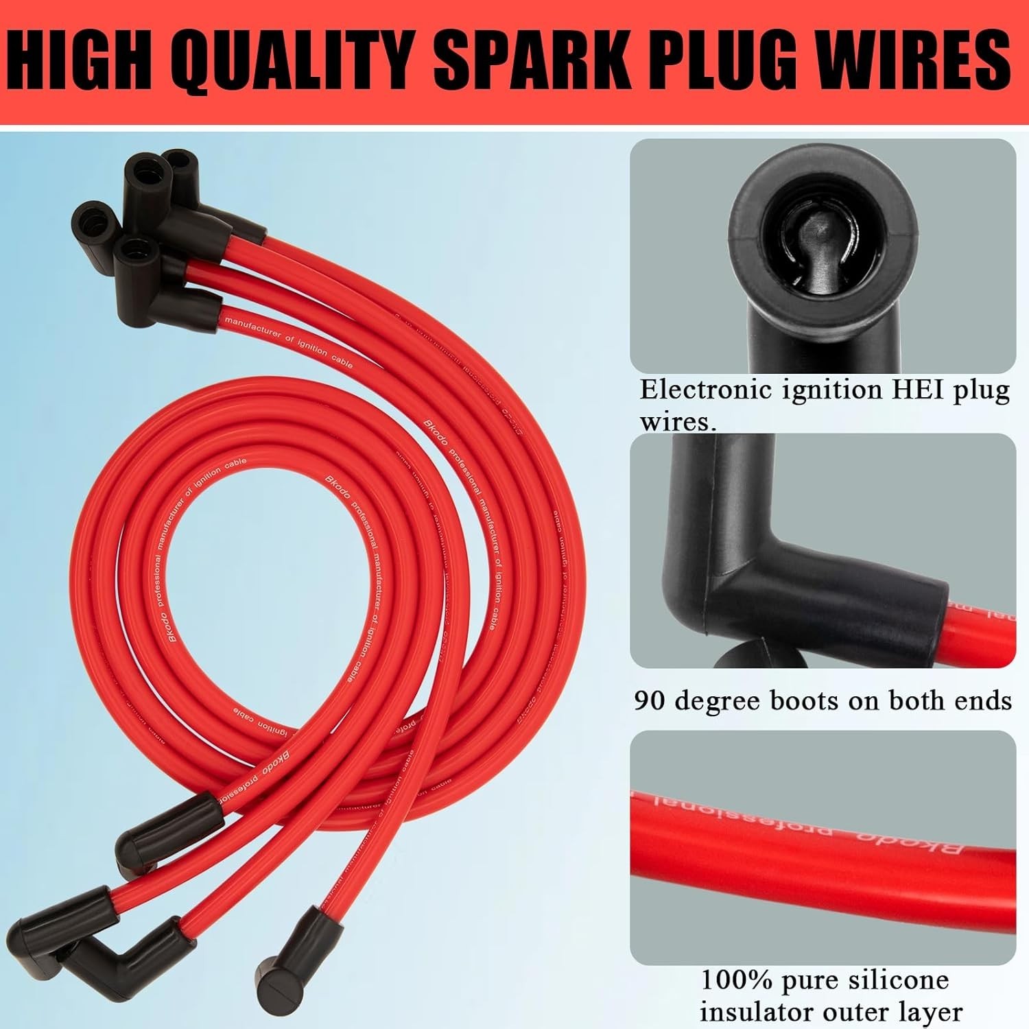 High Performance 10.5mm Spark Plug Wires Set Fit for HEI BBC SBC 350 454 383 Ele