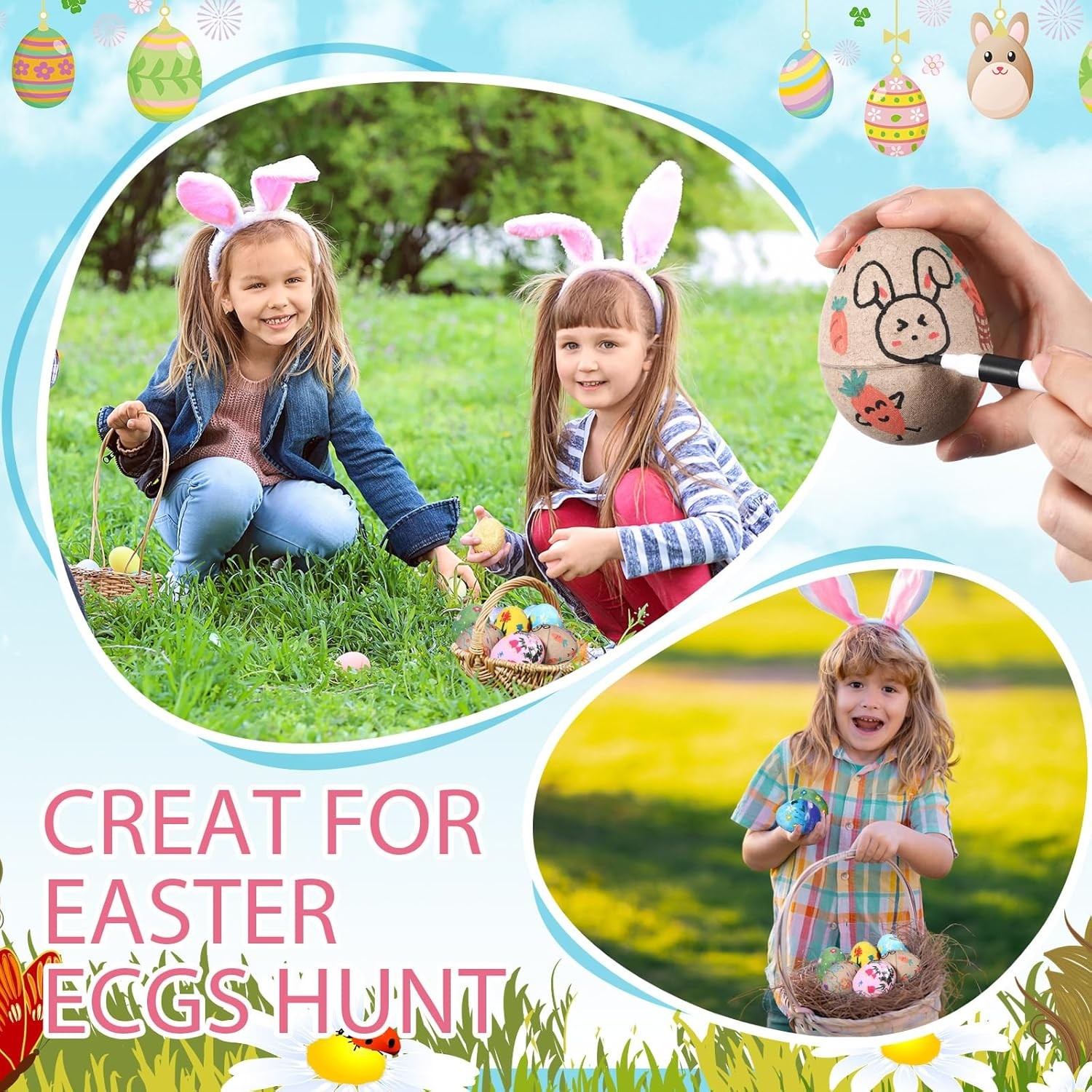 Halloscume 12 Set Paper Mache Easter Eggs Painting Kit 3 Inch Paint Your Own Egg