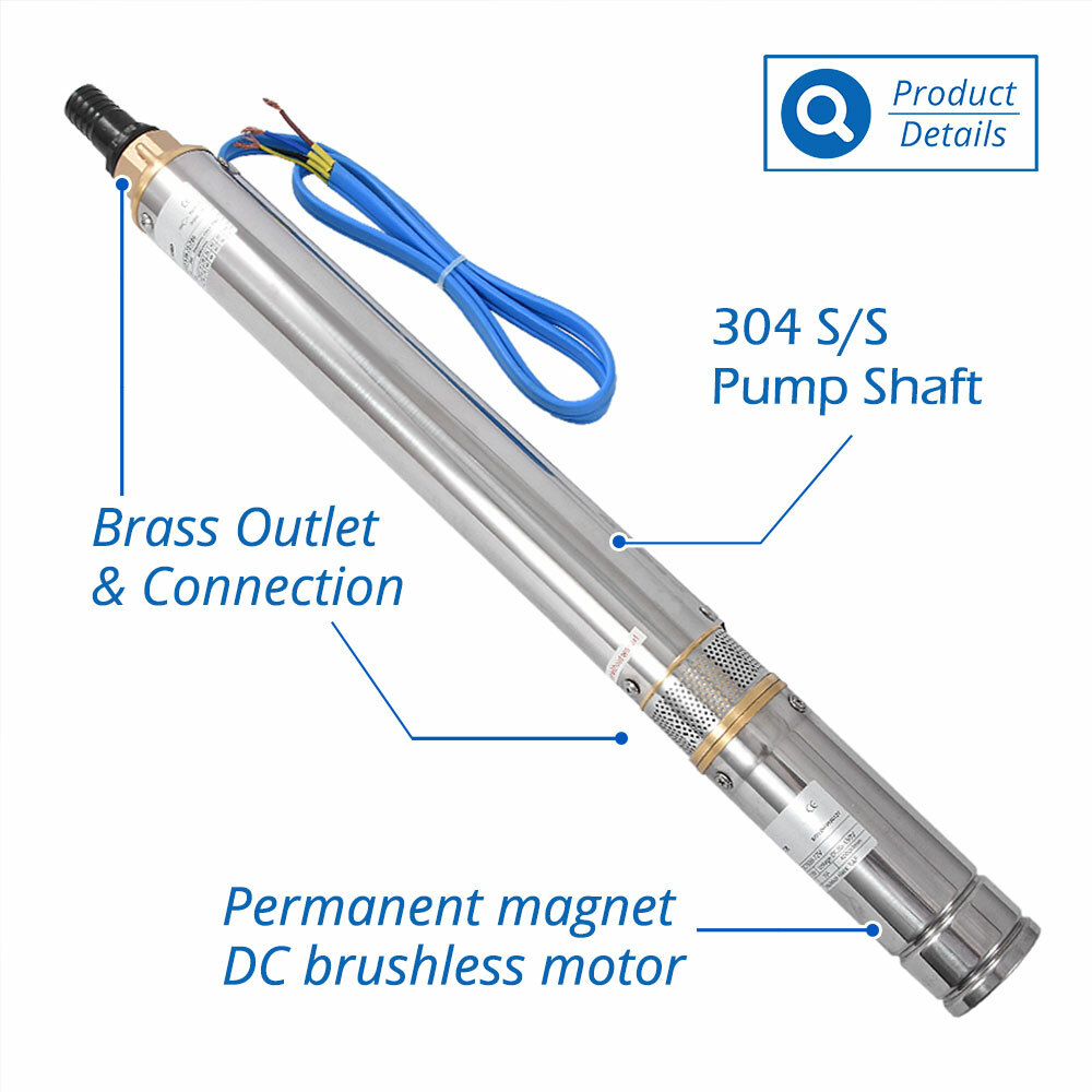 3" AC/DC Solar Powered Bore Well Water Pump 1HP Submersible Hybrid Deep 110/220V