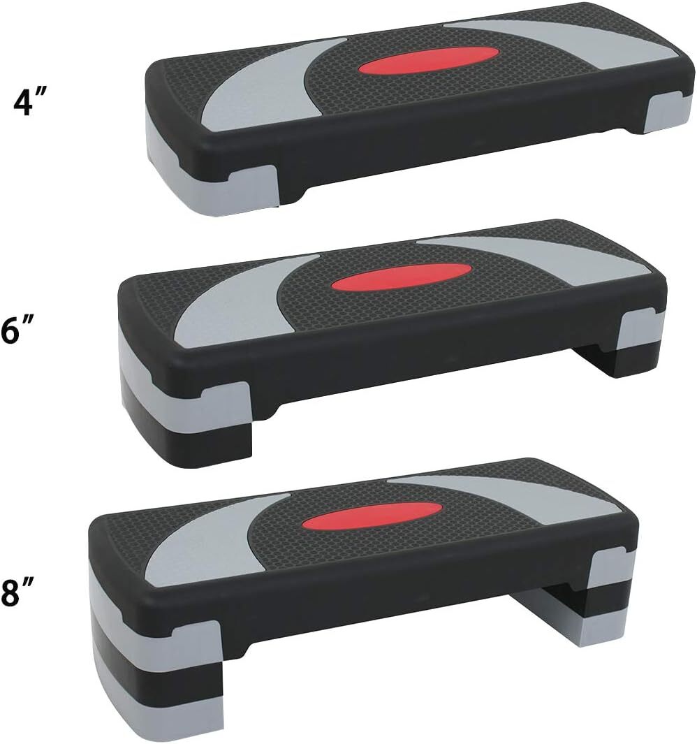 31" Aerobic Step Platform Exercise Stepper Workout Step Adjust 4"-6"-8" w/Risers