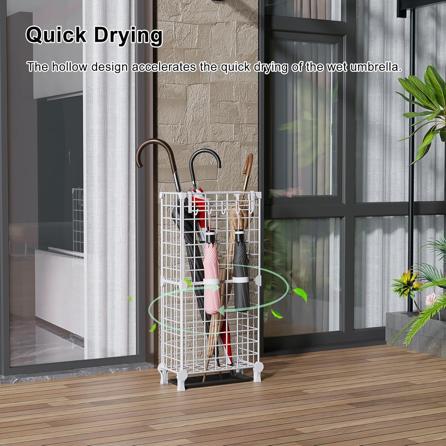 AWTATOS Umbrella Holder Entryway, Umbrella Stand Freestanding, Metal Square Umbr