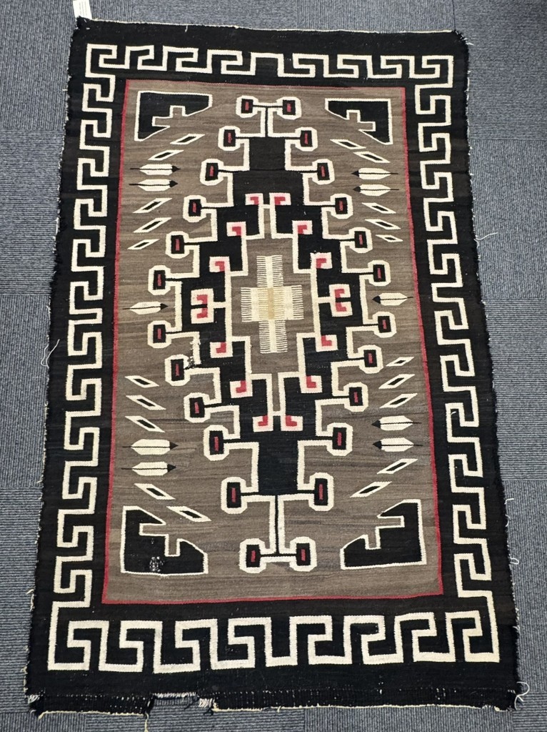 Navajo Crystal Rug ca. 1920 Size 74" L x 47" W Hand Woven Ranch Rug