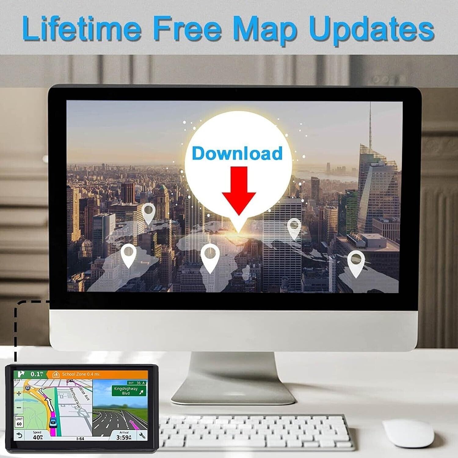 Gps Navigation for Car/Truck Touch Screen Maps w/ Spoken Direction 7"