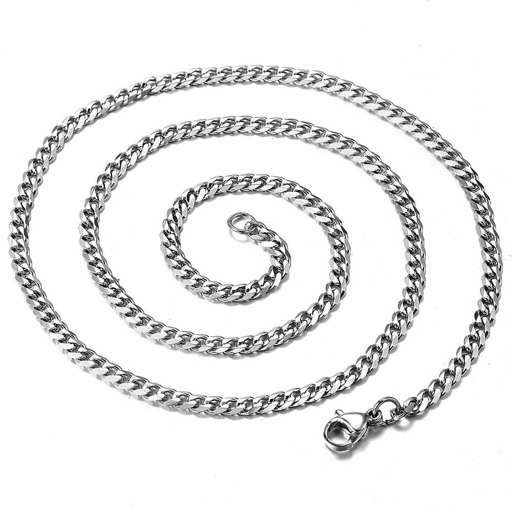 16-36" Stainless Steel Silver Chain Cuban Curb Womens Mens Necklace 3/5/7/9/11mm