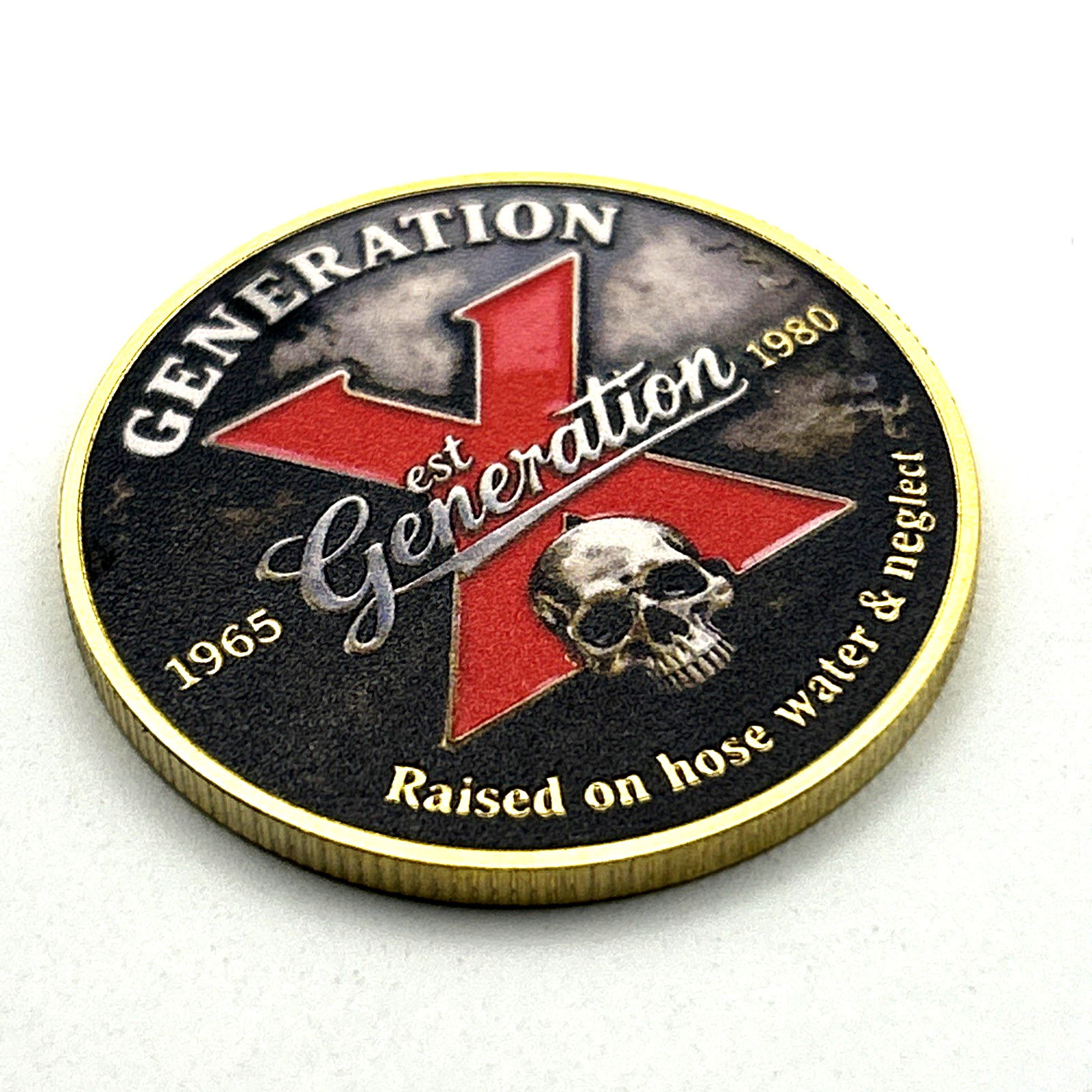 GEN-X 1965-1980 Skull *BADAS$ Generation Challenge Coin Collectible Medal