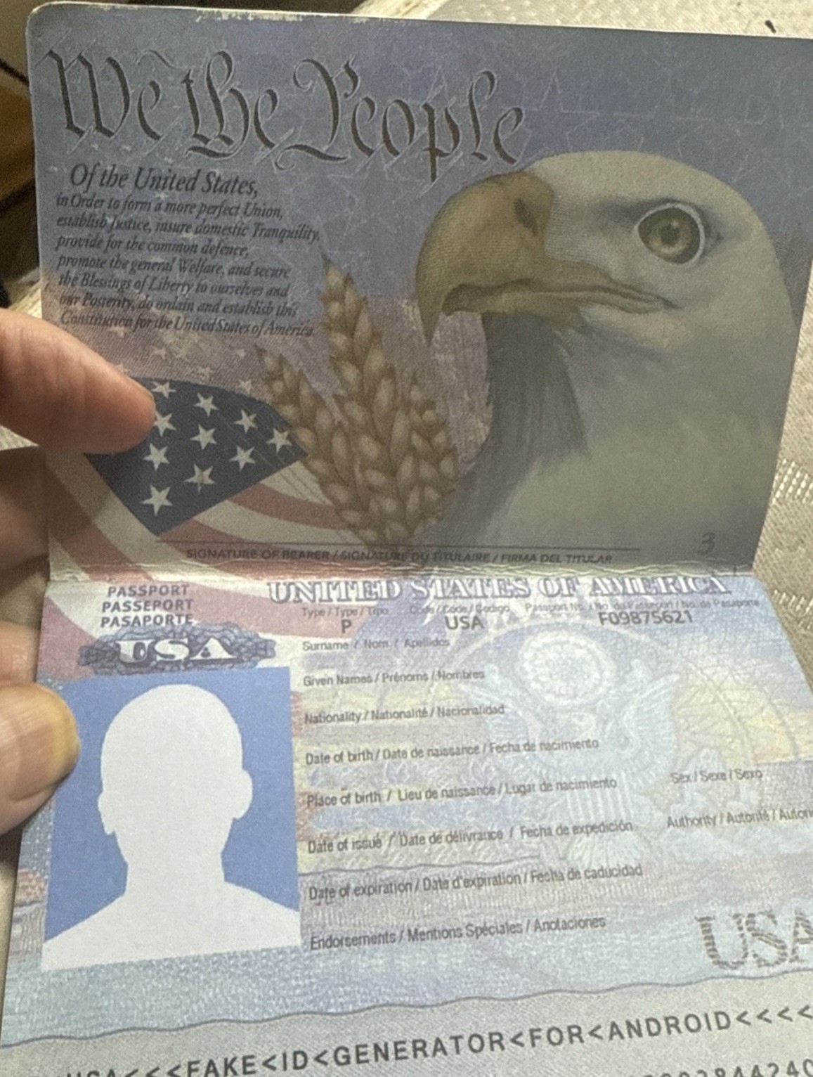 RETIRED “U.S.A. PASSPORT SIMULATION-PROP - Full COLOR - Passport- MOVIE PROP🎥