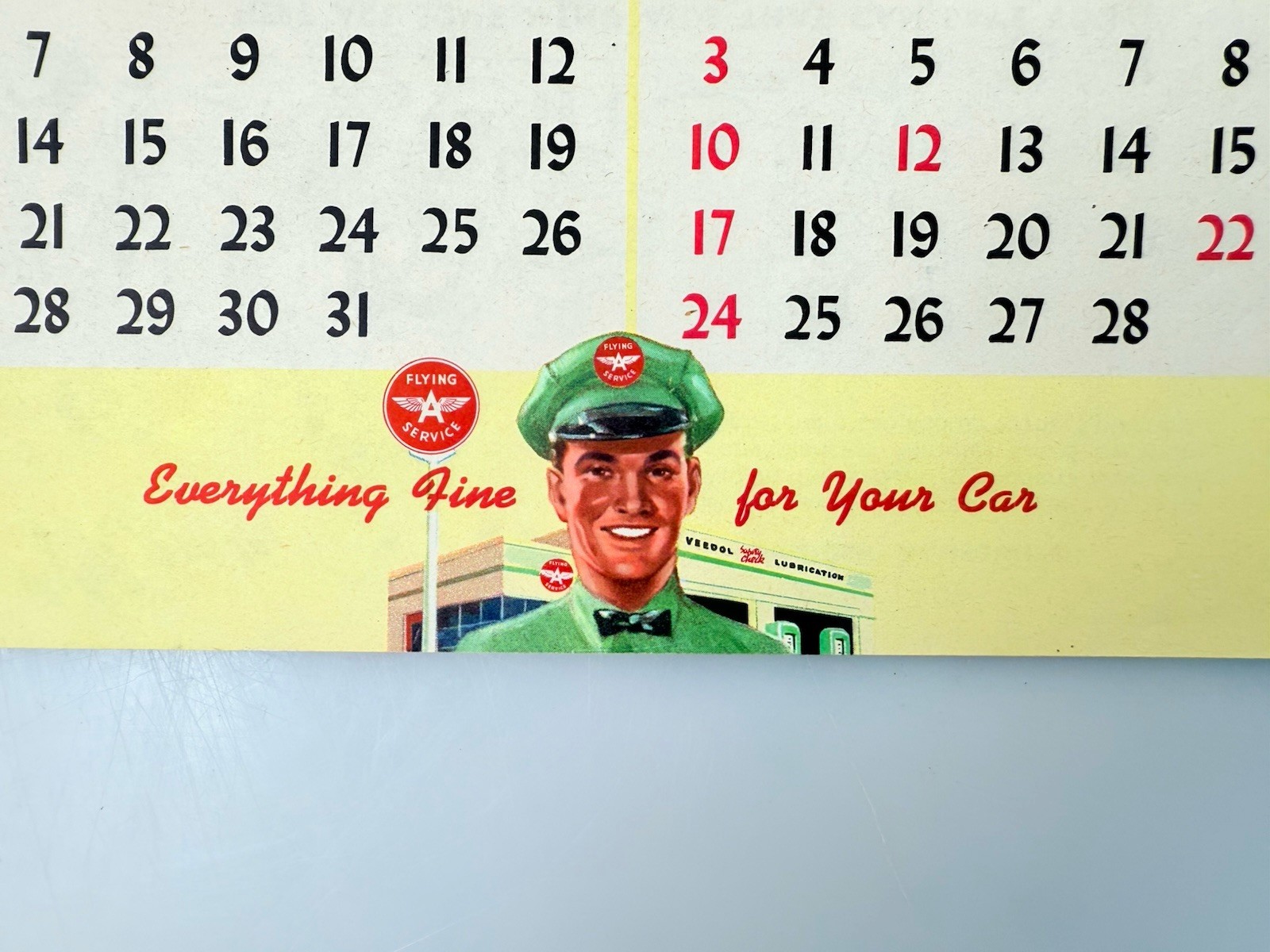 1957 Seasons Greetings Tydol Veedol Flying A Ethyl Oil Advertising Calendar NY