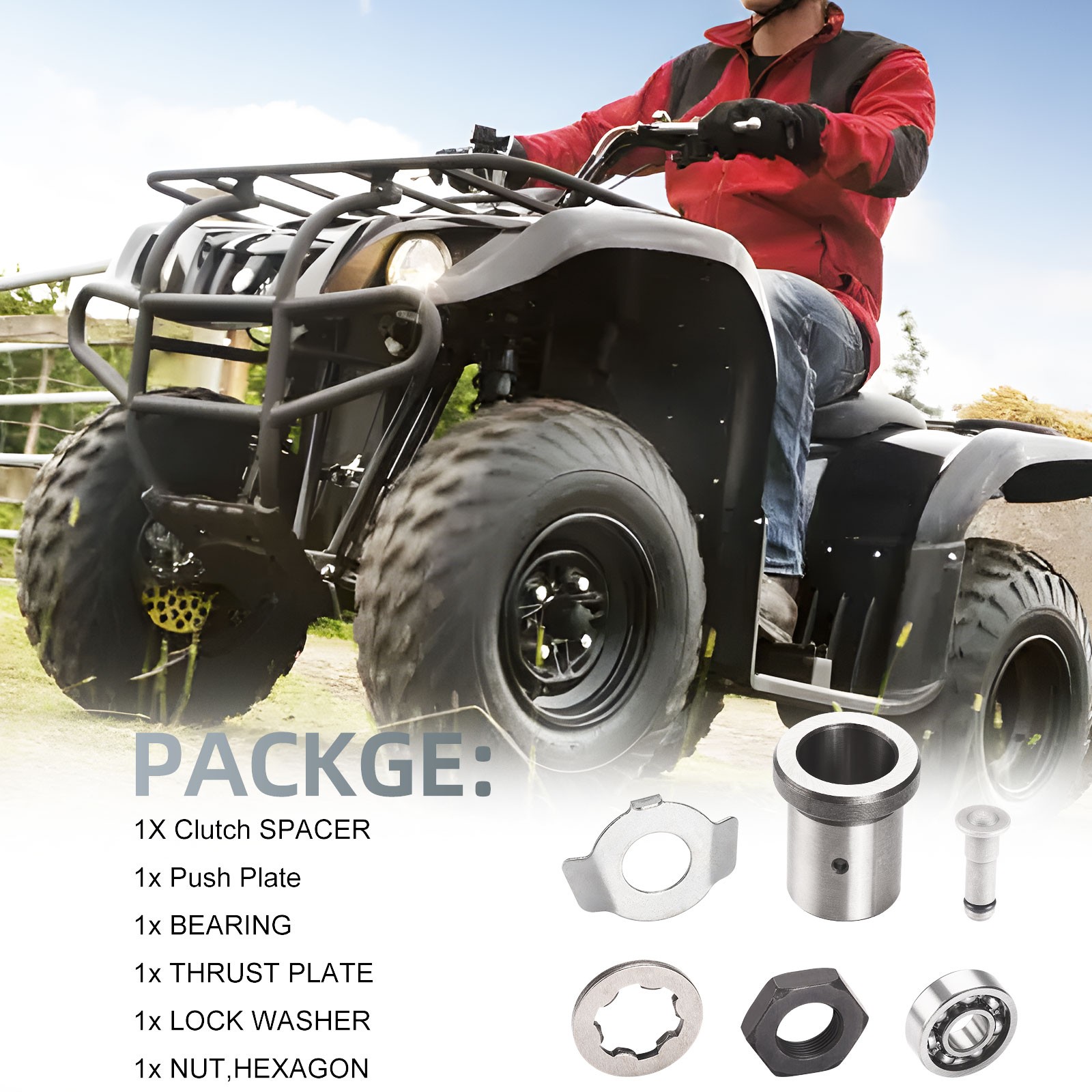 Front Sprocket Lock Nut w/ Washer Fit for Yamaha 1987-2004 Warrior 350 YFM350X