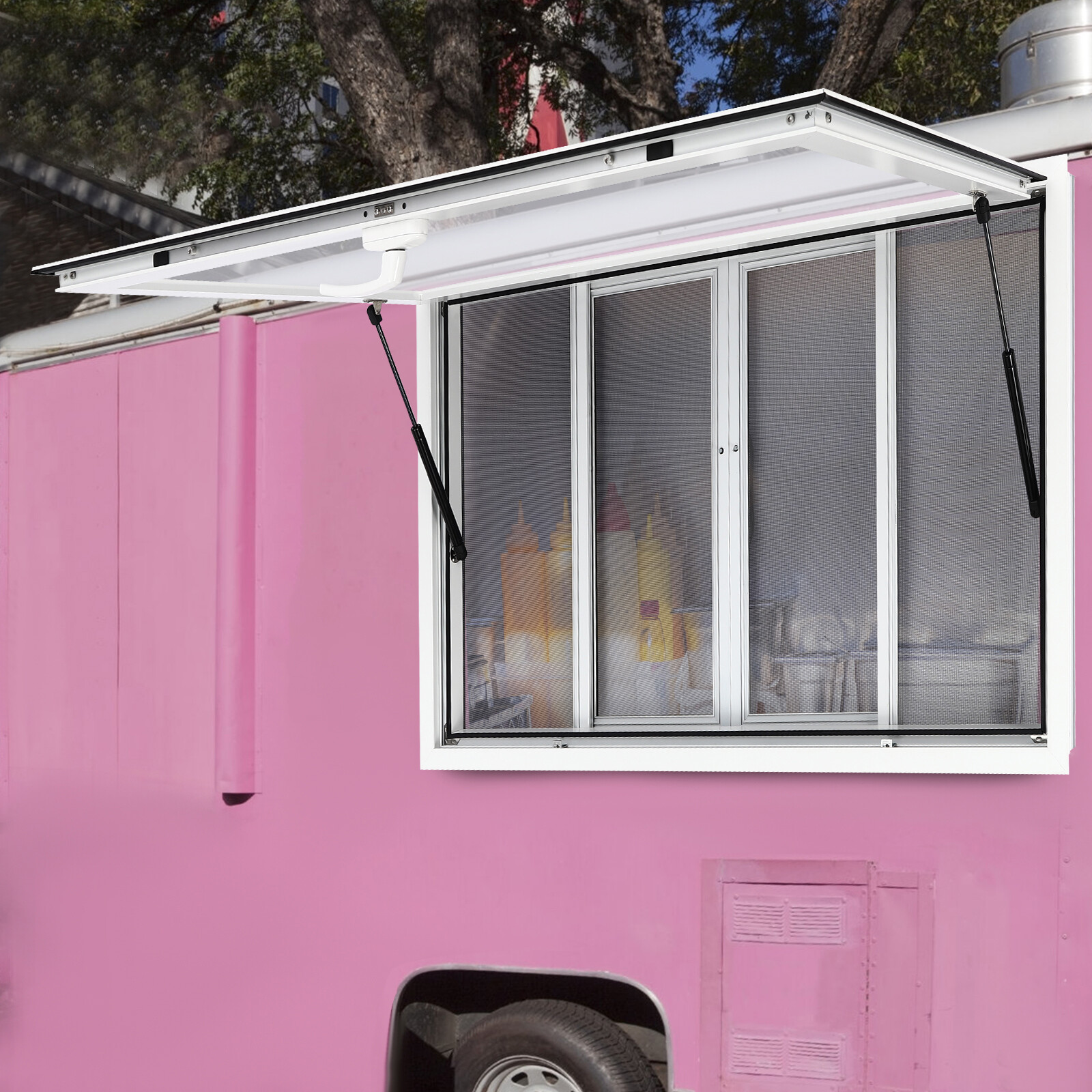 Concession Stand Truck Food Serving Window w/ Awning Sliding Screen Window 50x30