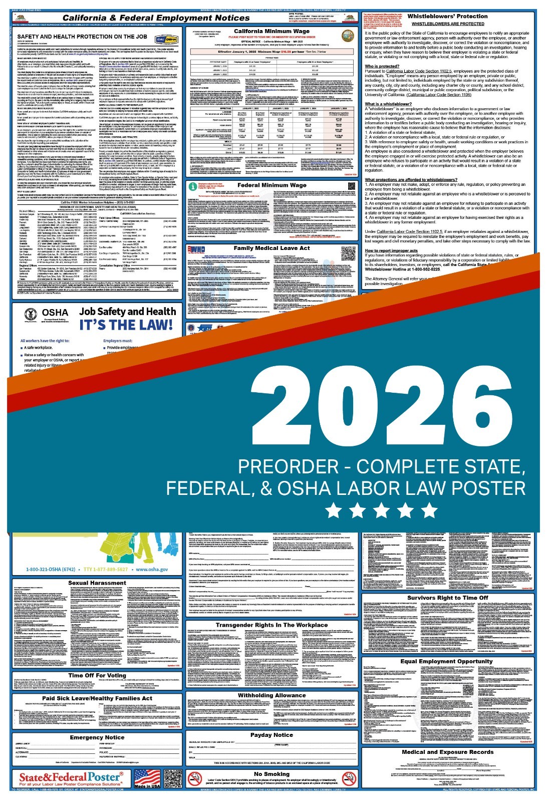 California State and Federal Labor Law Poster 2026