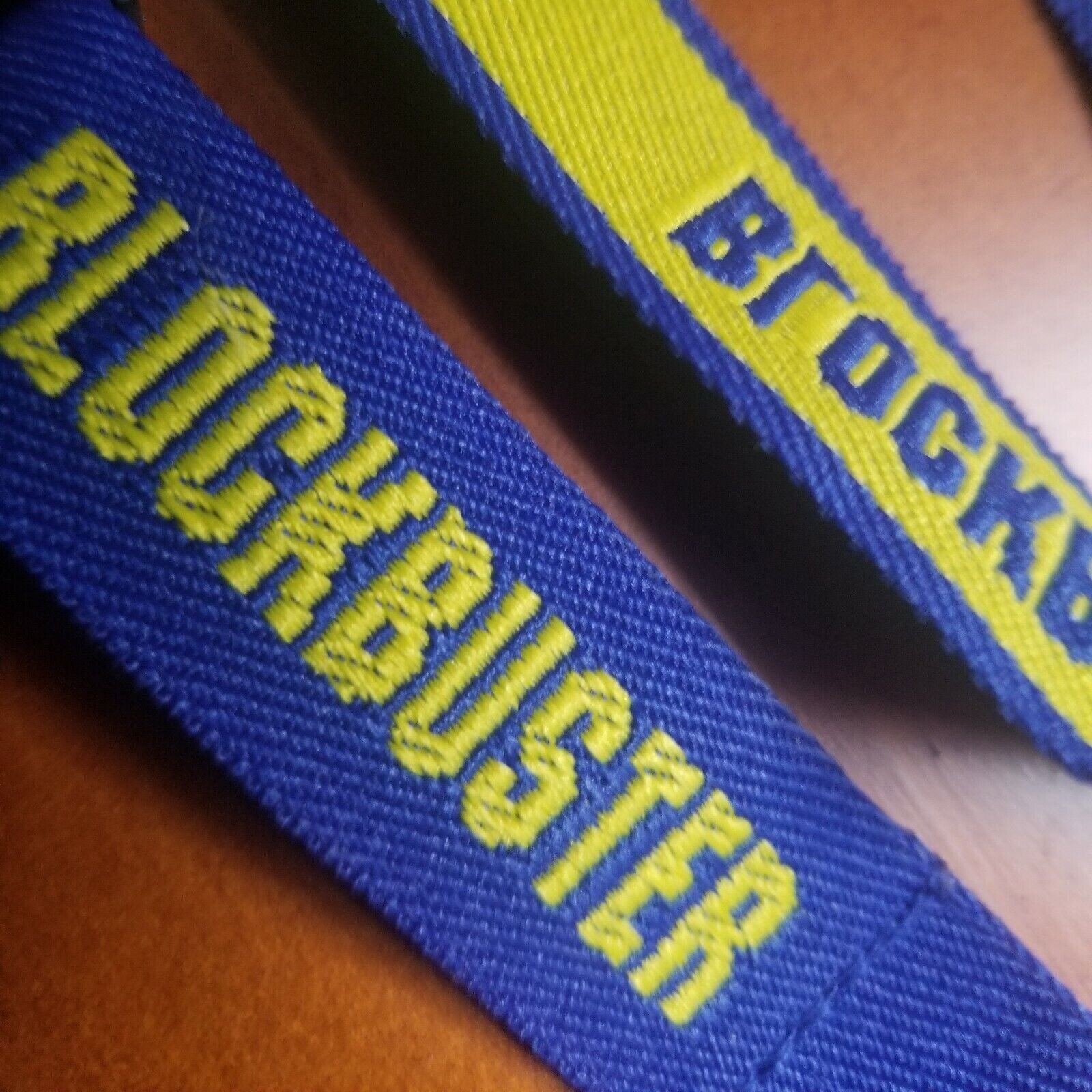 Lanyard Blockbuster Video! 90s Retro Blue Yellow Keychain Necklace Key Holder