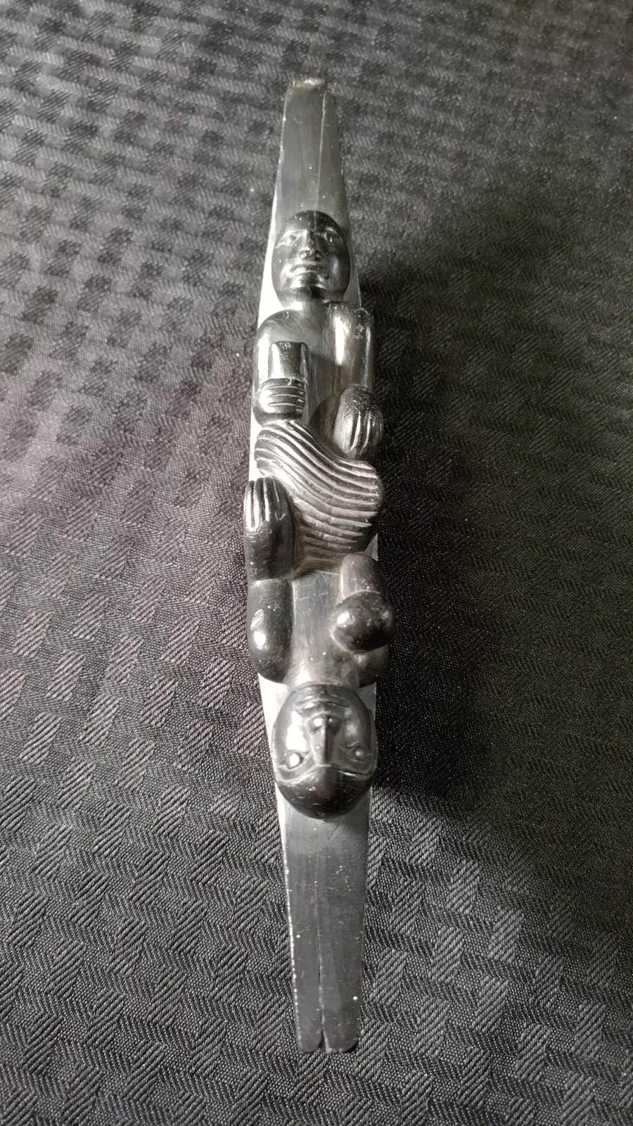 Haida Argillite Canoe Carving W/ Three Figures - Patina Possibly Early 1900s