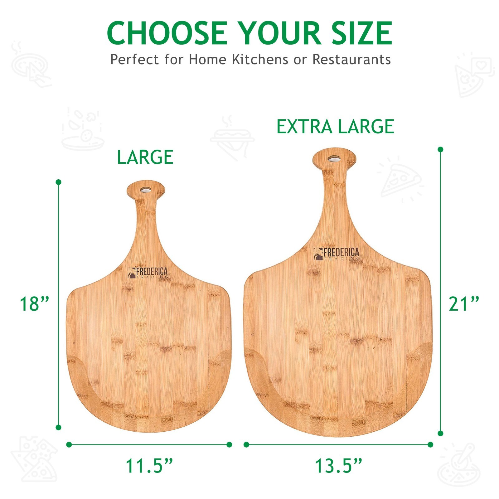 Bamboo Pizza Peel Paddle and Cutting Board with Handle (Extra Large Size)