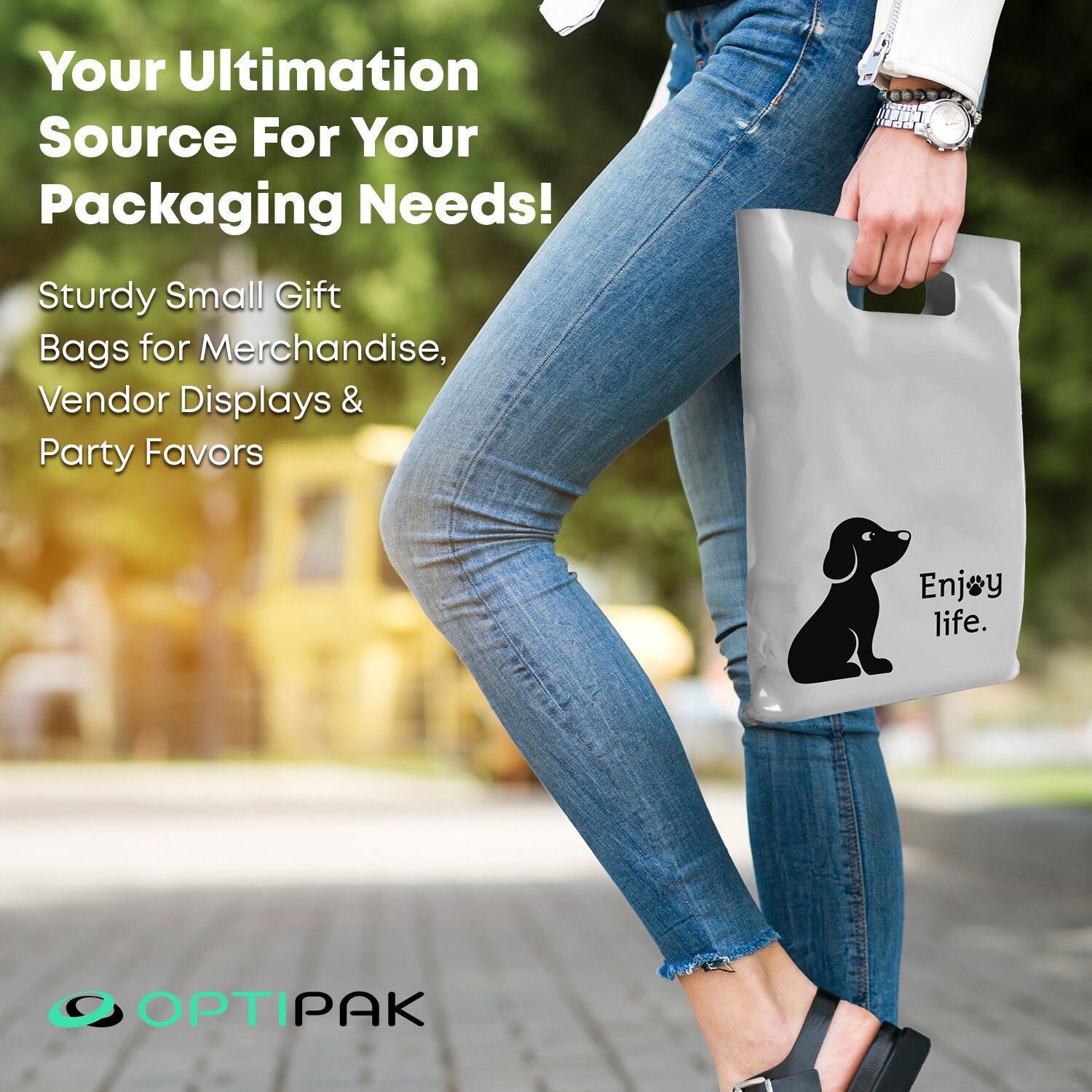 OPTIPAK 20x22 Plastic Bags – 50 Pack with Die-Cut Handles for Retail & Party