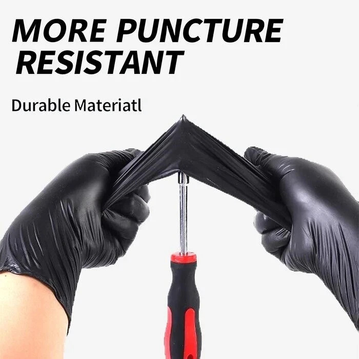 Disposable Nitrile Exam Gloves, 5 Mil Black, Powder-Free Heavy Duty Clean Glove