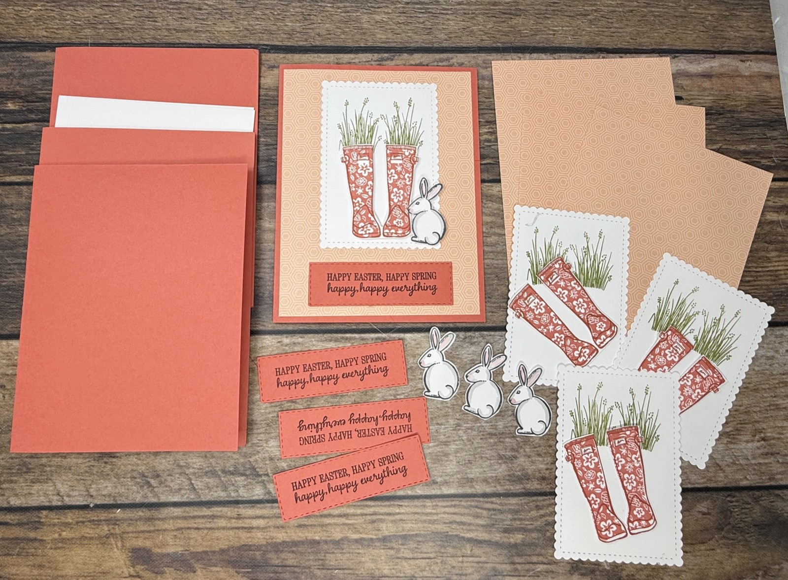 Stampin Up Card Kit Happy Easter Bunny Happy Spring Orange - Makes 4 Cards