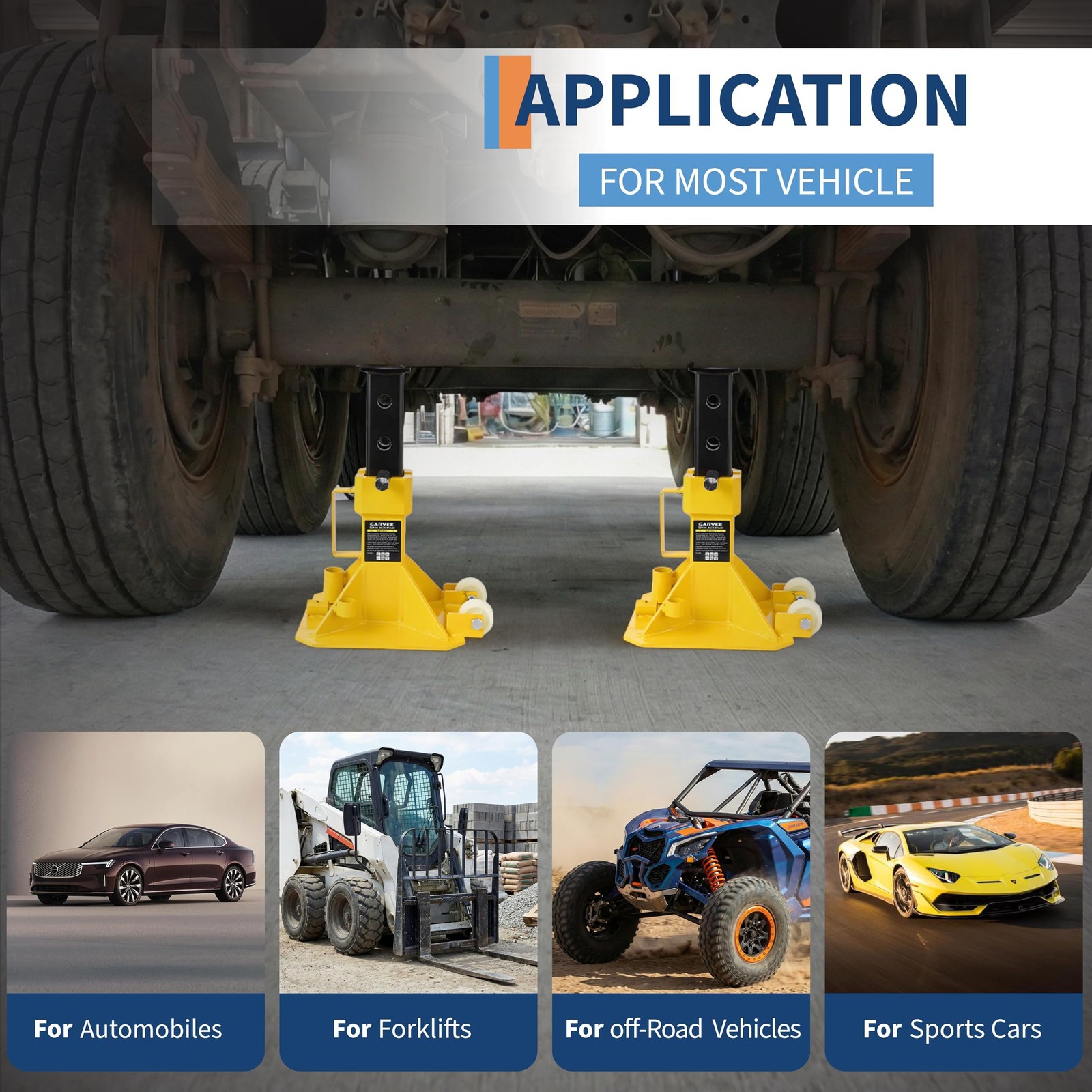 1 Pair 22 Ton Heavy Duty Car Jack Stand Pin Type Adjustable Height with Lock