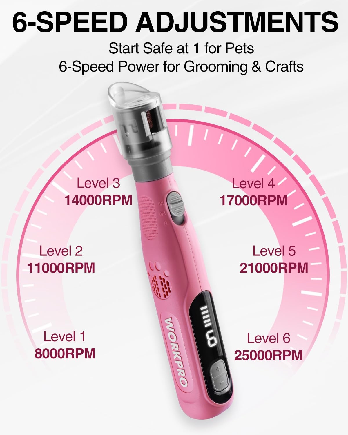 WORKPRO 6-Speed Dog Nail Grinder 70 Accessories Rotary Tool with Storage Bag New