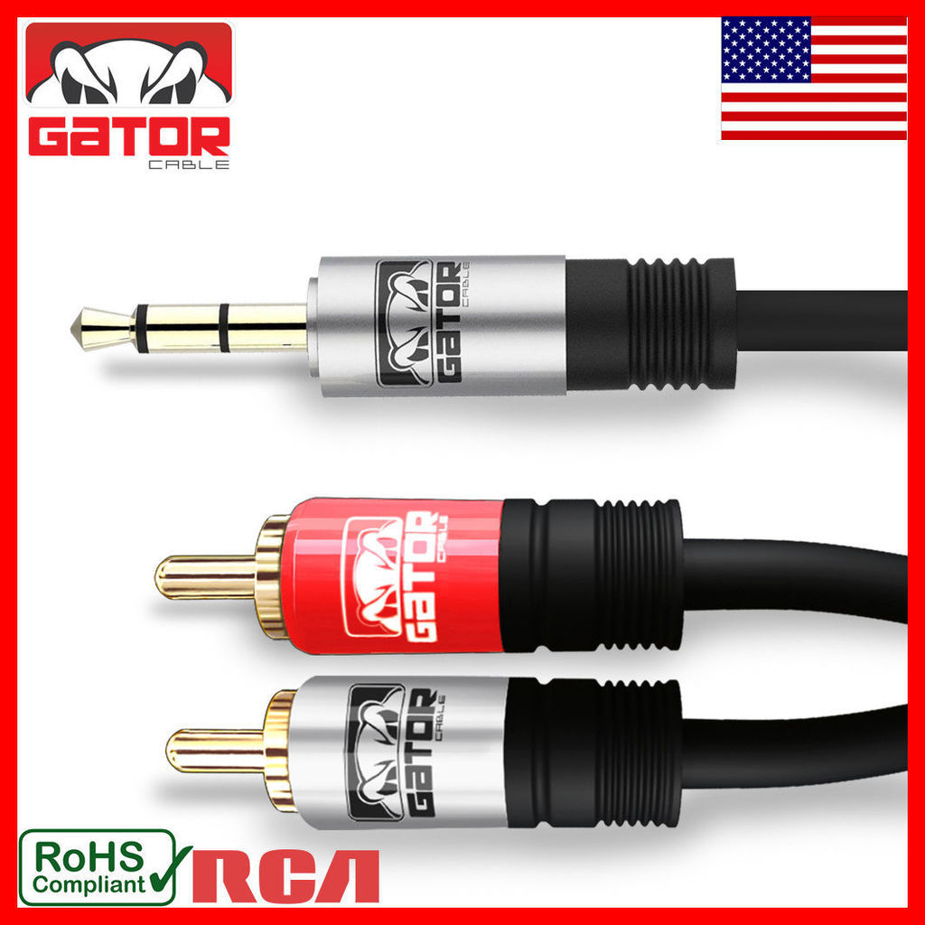 AUX Auxiliary 3.5mm Audio Male to 2 RCA Y Male Stereo Cable Cord Wire Plug