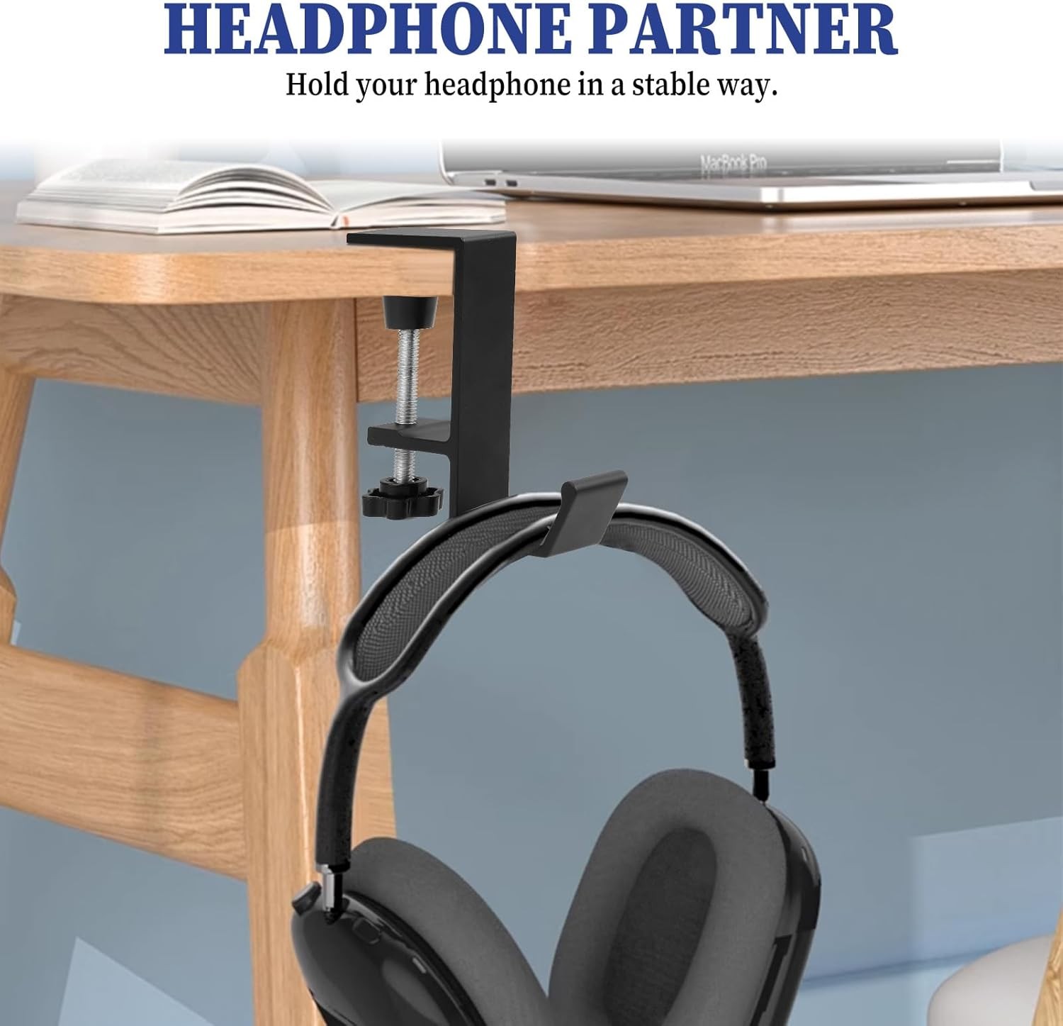 Metal Headphone Hook Under Desk Adjustable Hanger Stand for Headphones