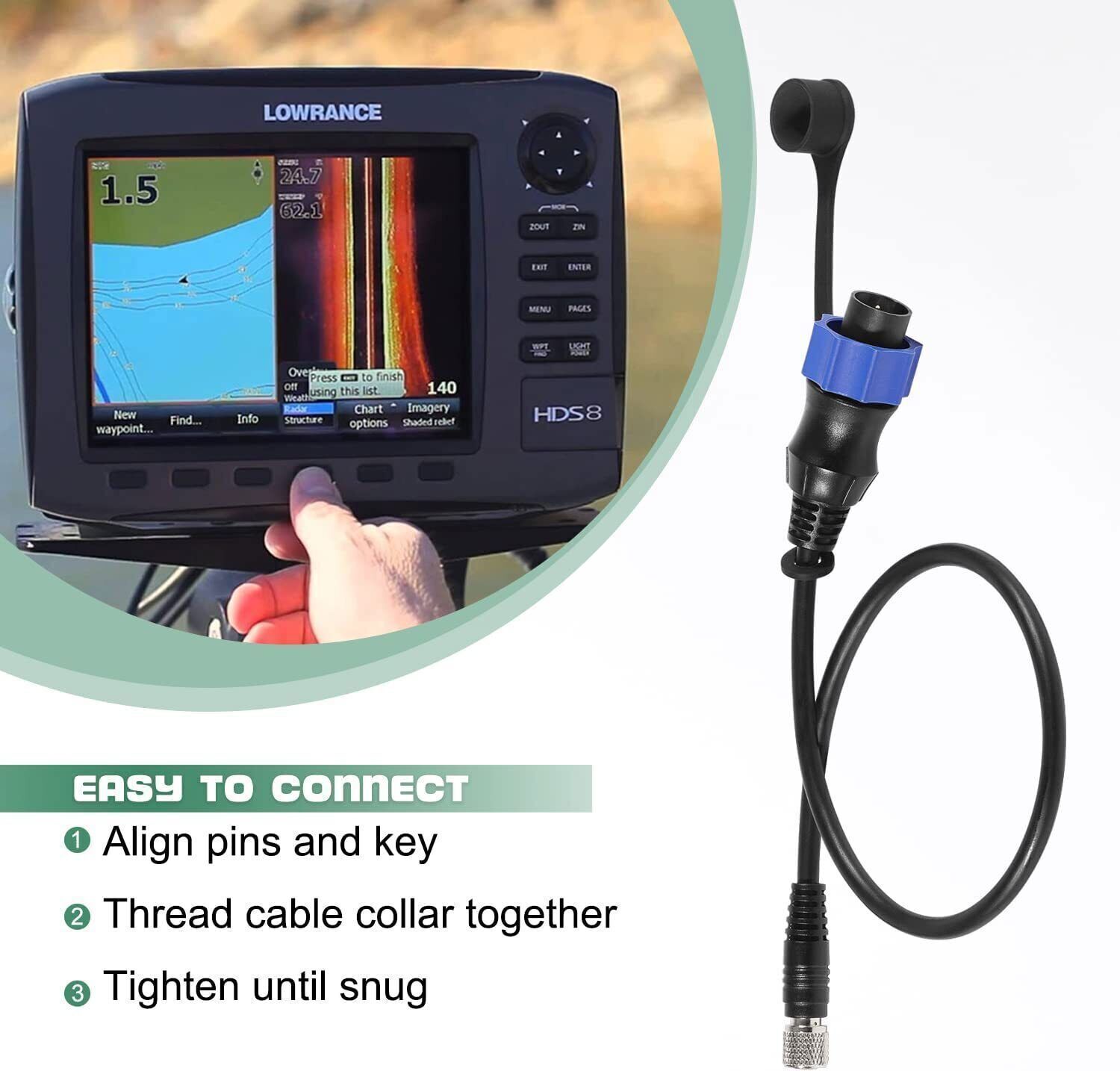 For Lowrance Fish Finder Minn Kota MKR-US2-10 Universal Sonar 2 Adapter Cable