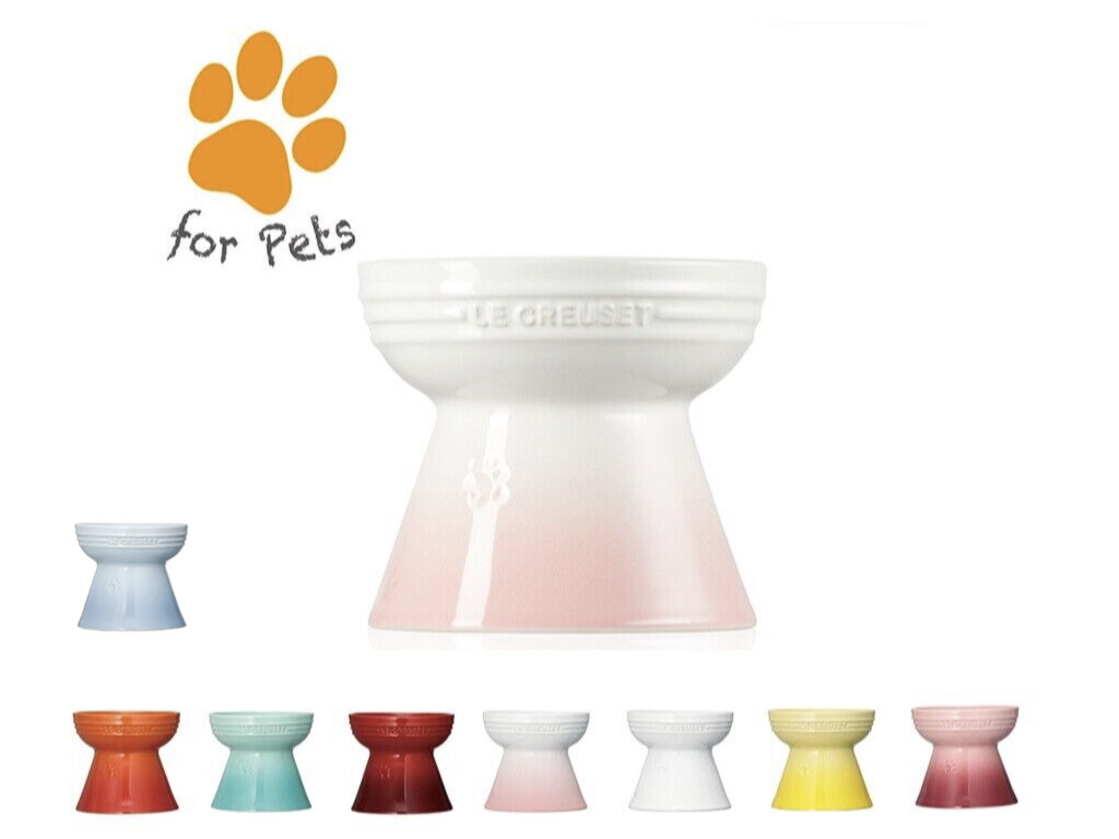 LE CREUSET High Stand Pet Bowl Pet dishes Cat Dog Food water container 8 COLORS