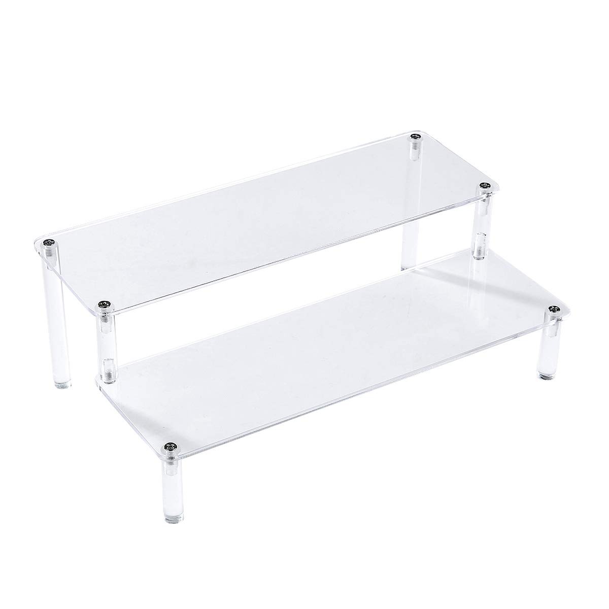 BYCY Acrylic Clear 2-Tier Riser Display Shelf for Figures, 2tier-clear