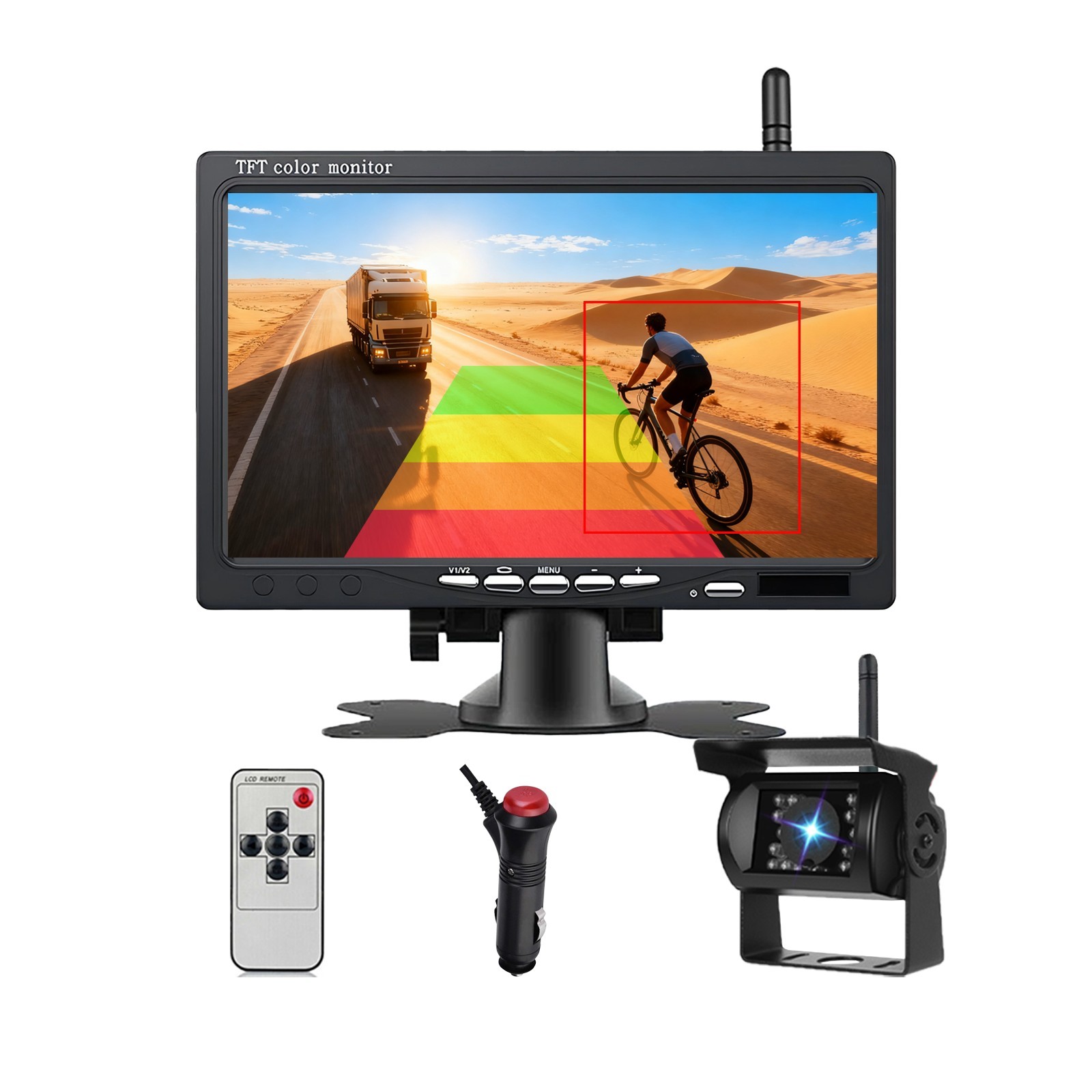 1080P Wireless 7" Truck Quad Monitor Backup Camera for Trailer RV