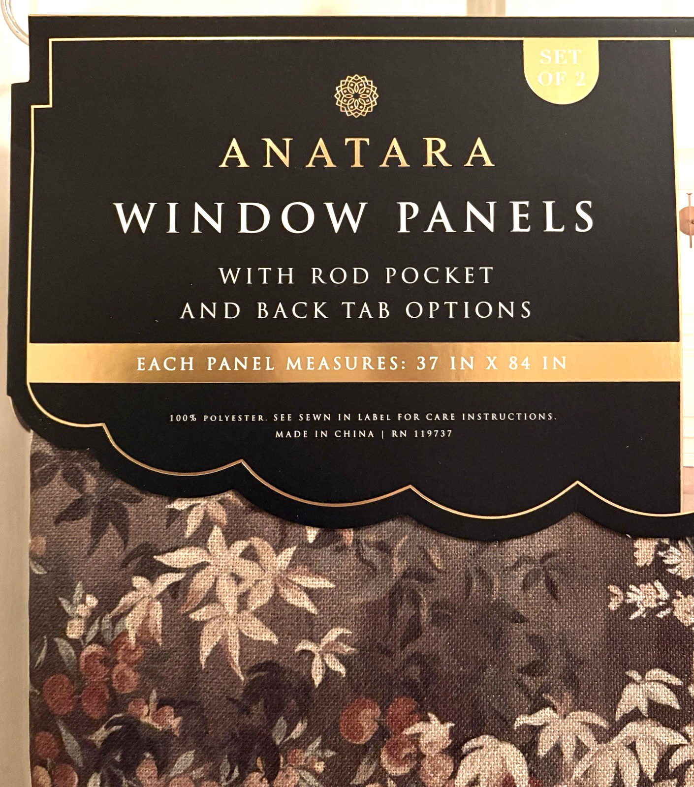 Anatara Tapestry Peacock Bird Floral Curtains 37x 84 Pair of Window Panels Drape