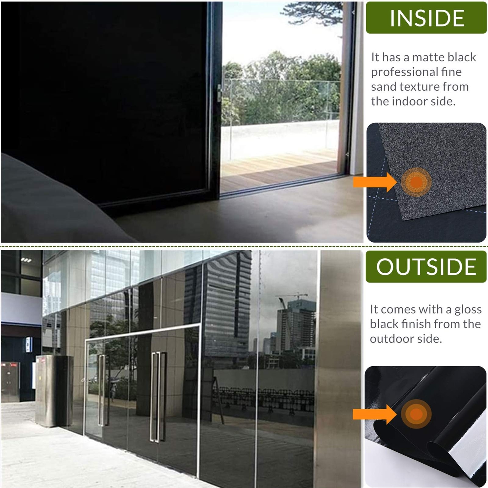 Static Cling Total Blackout Window Film Privacy Room Darkening Window Tint Bl...