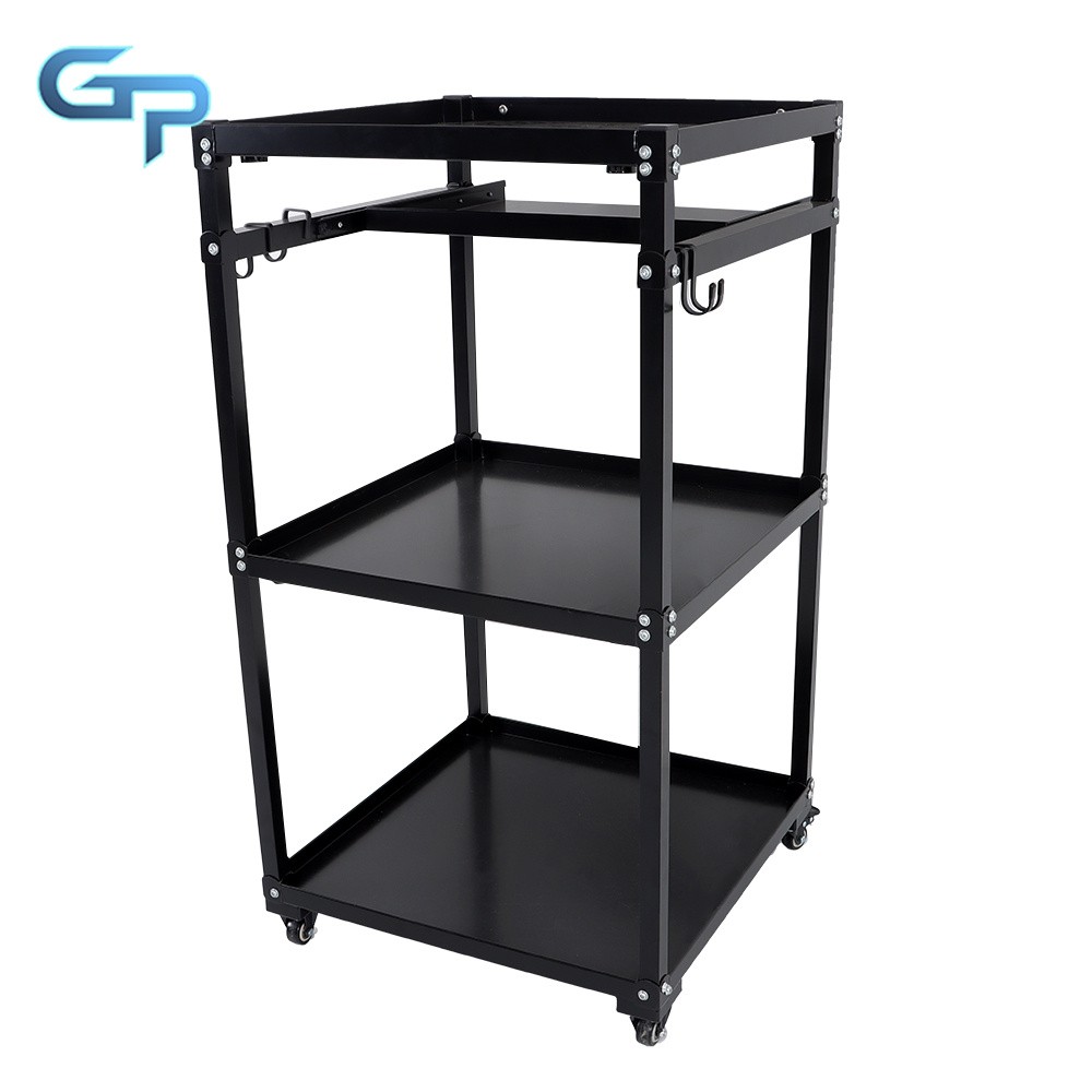 3 Shelves Aluminum AV Utility Cart With Keyboard Tray Height Adjustable Height