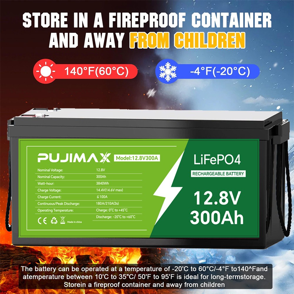 300AH 12V LiFePO4 Lithium Battery 15000 Deep Cycle BMS for Solar RV Off-grid NEW