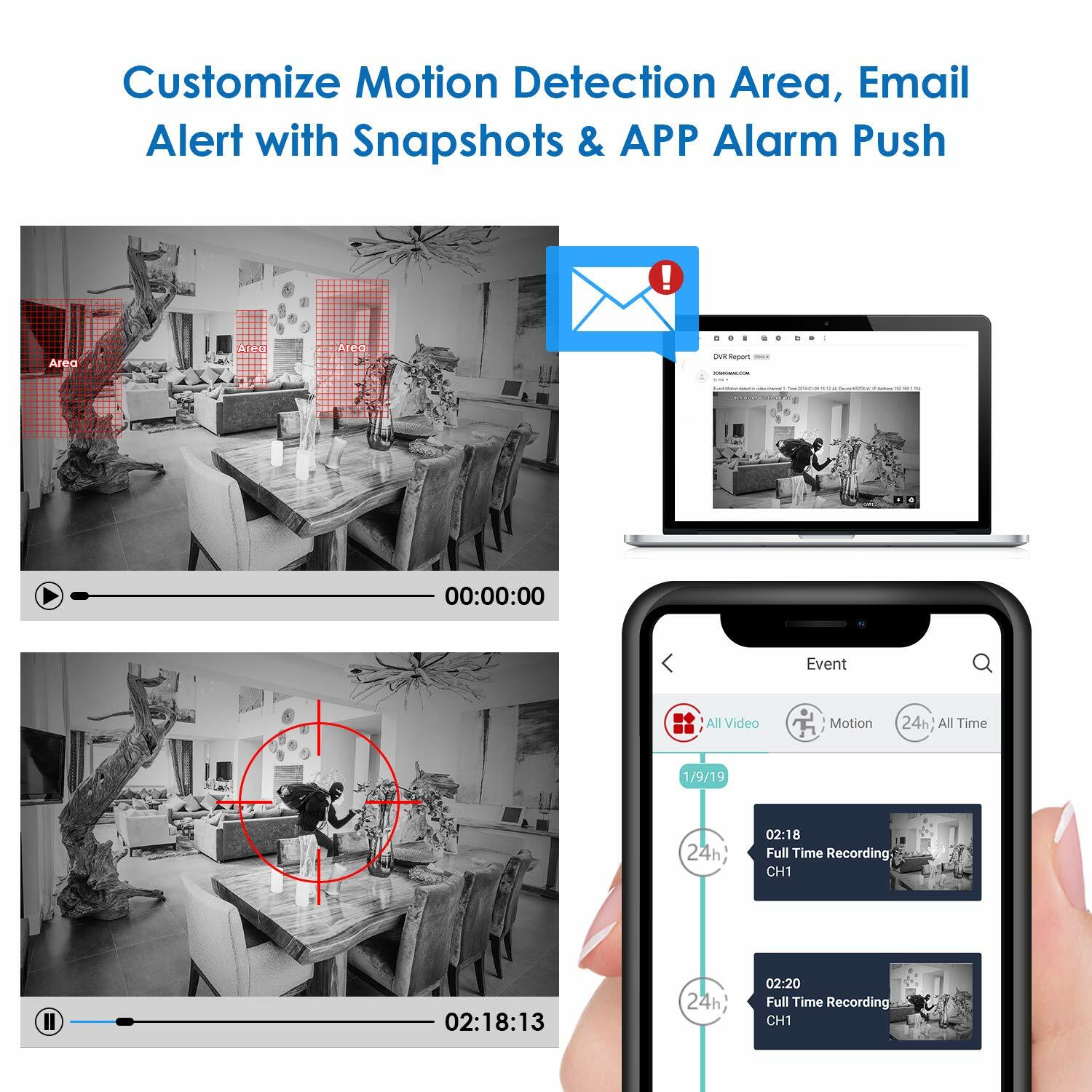ZOSI H.265+8CH 5MP Lite DVR with 0TB/1T/2T Hard Drive for Security Camera System