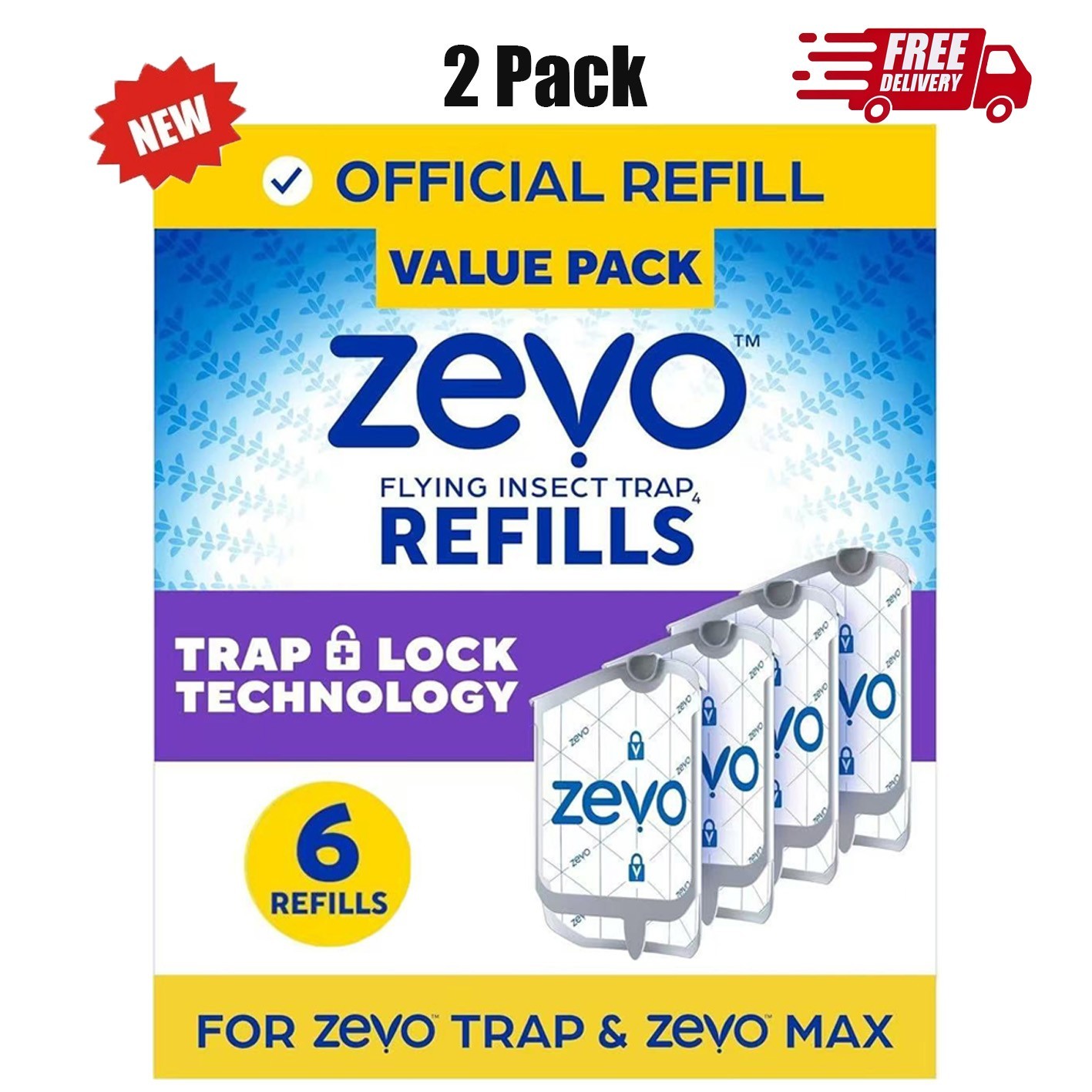 (12 Refill Cartridges) Zevo Flying Insect Trap Refill Cartridges -Easy to Use
