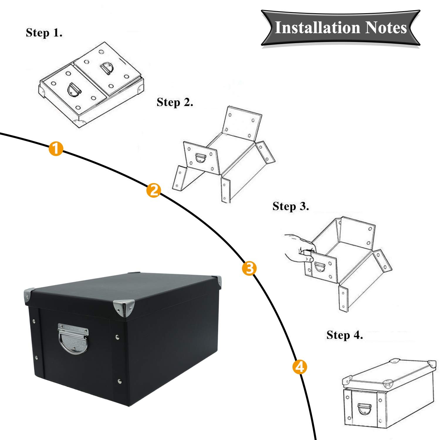 GUOZI Collapsible Storage Box, Decorative Memory Box with Lid & Metal Reinfor