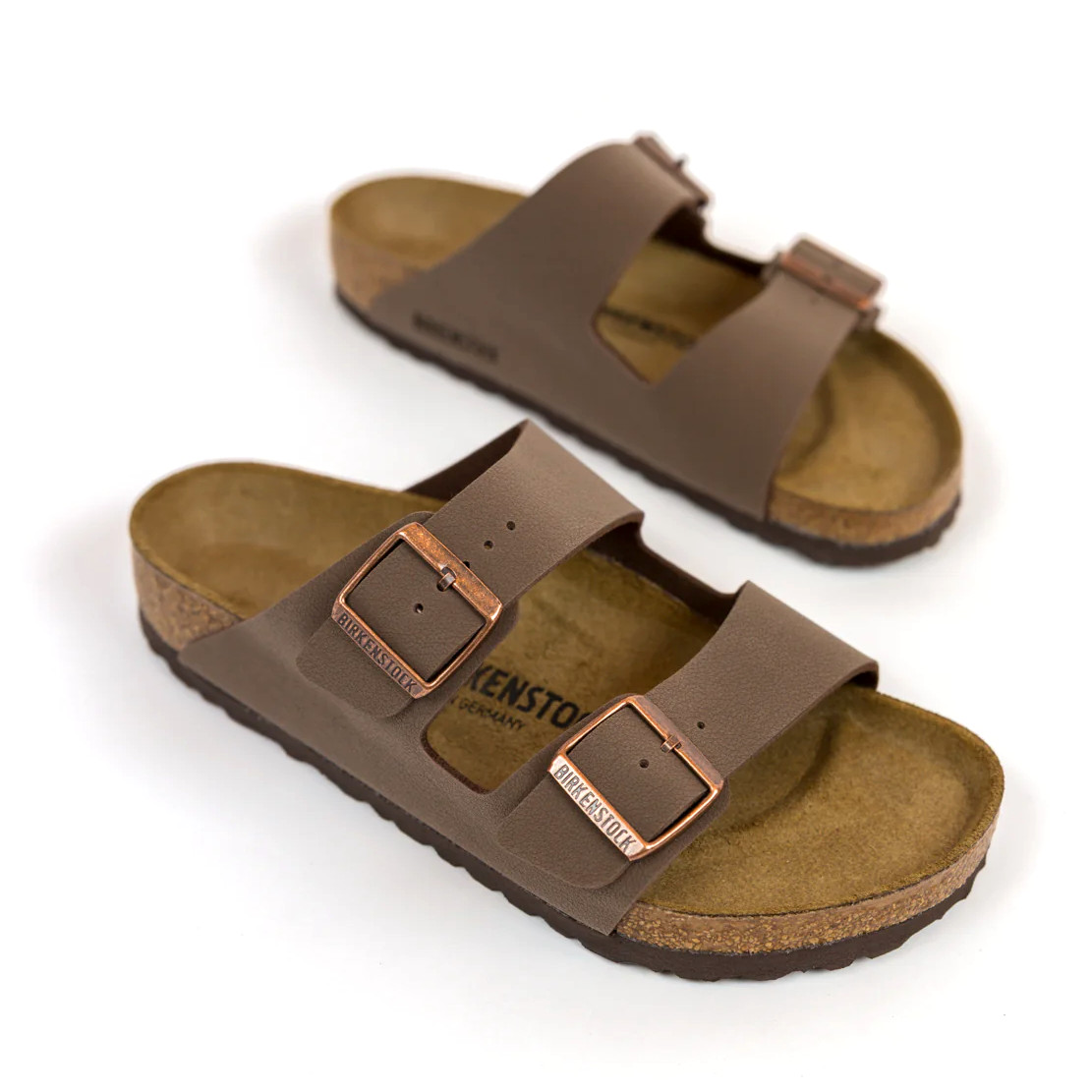 Birkenstock Arizona Mocha Birkibuc Leather Soft Footbed Comfort Sandals