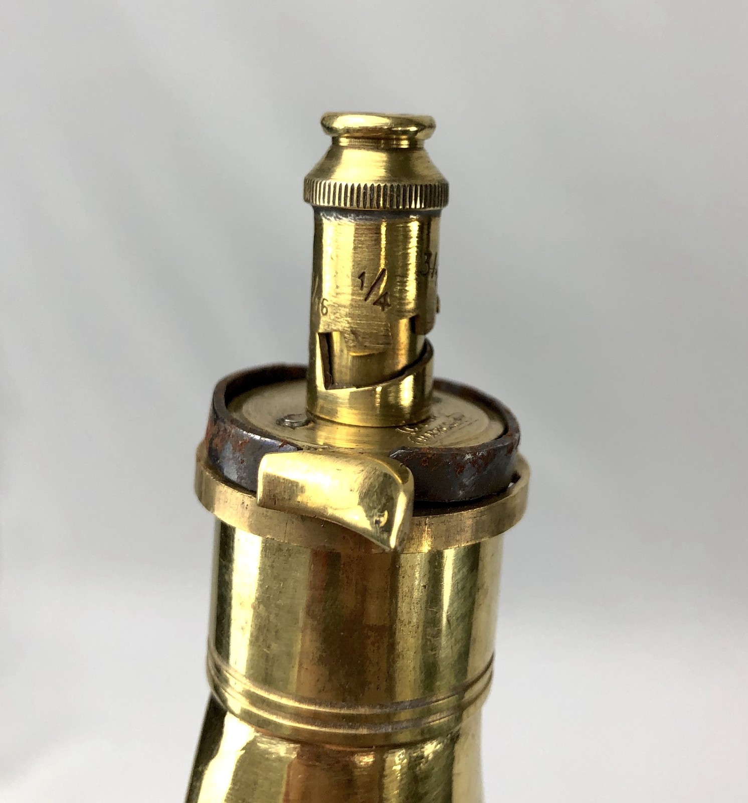 Brass Embossed Priming Flask with Adjustable Spout