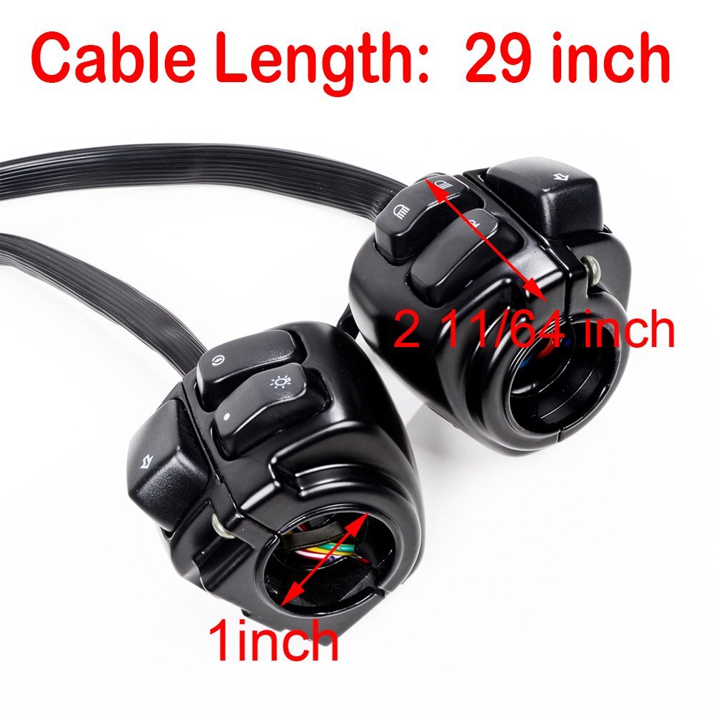 Black Motorcycle 1" Handlebar Hand Grips w/Switches Controls Housing For Harley