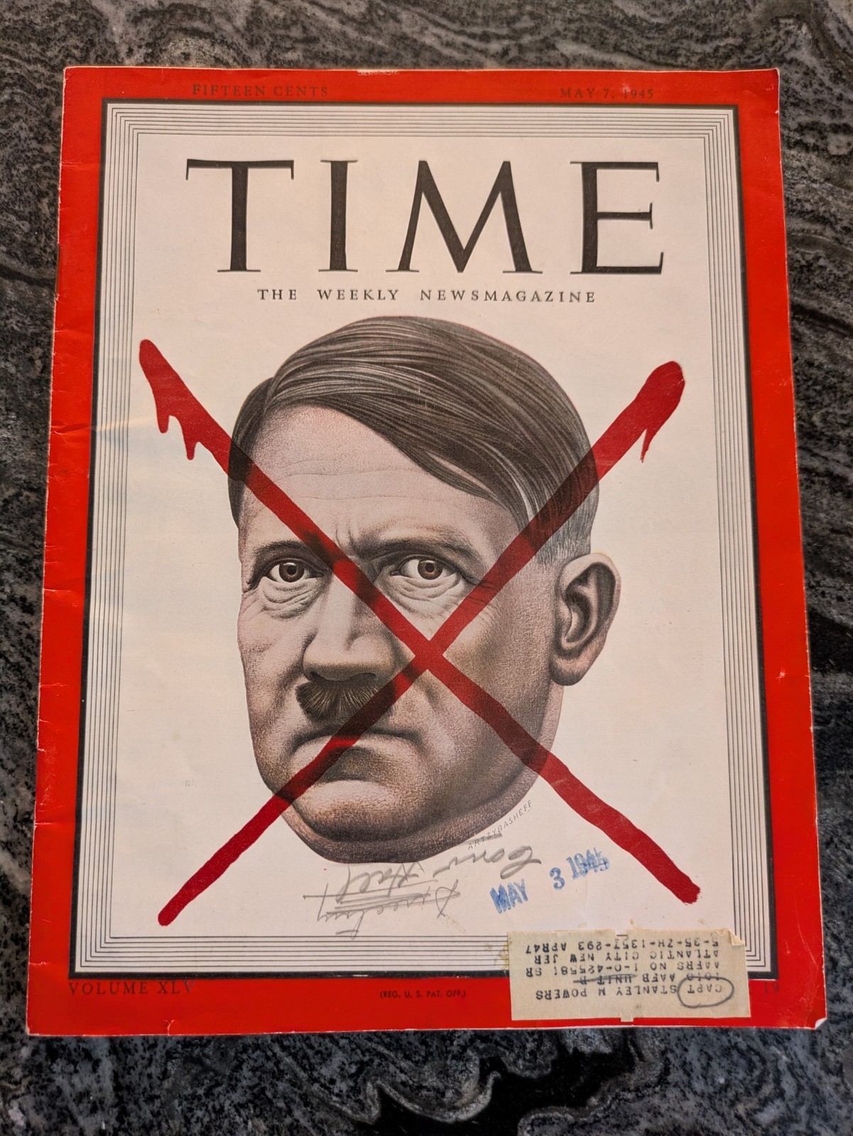 Time Magazine May 7, 1945 Adolf Hitler Red X Collectible Newsmagazine