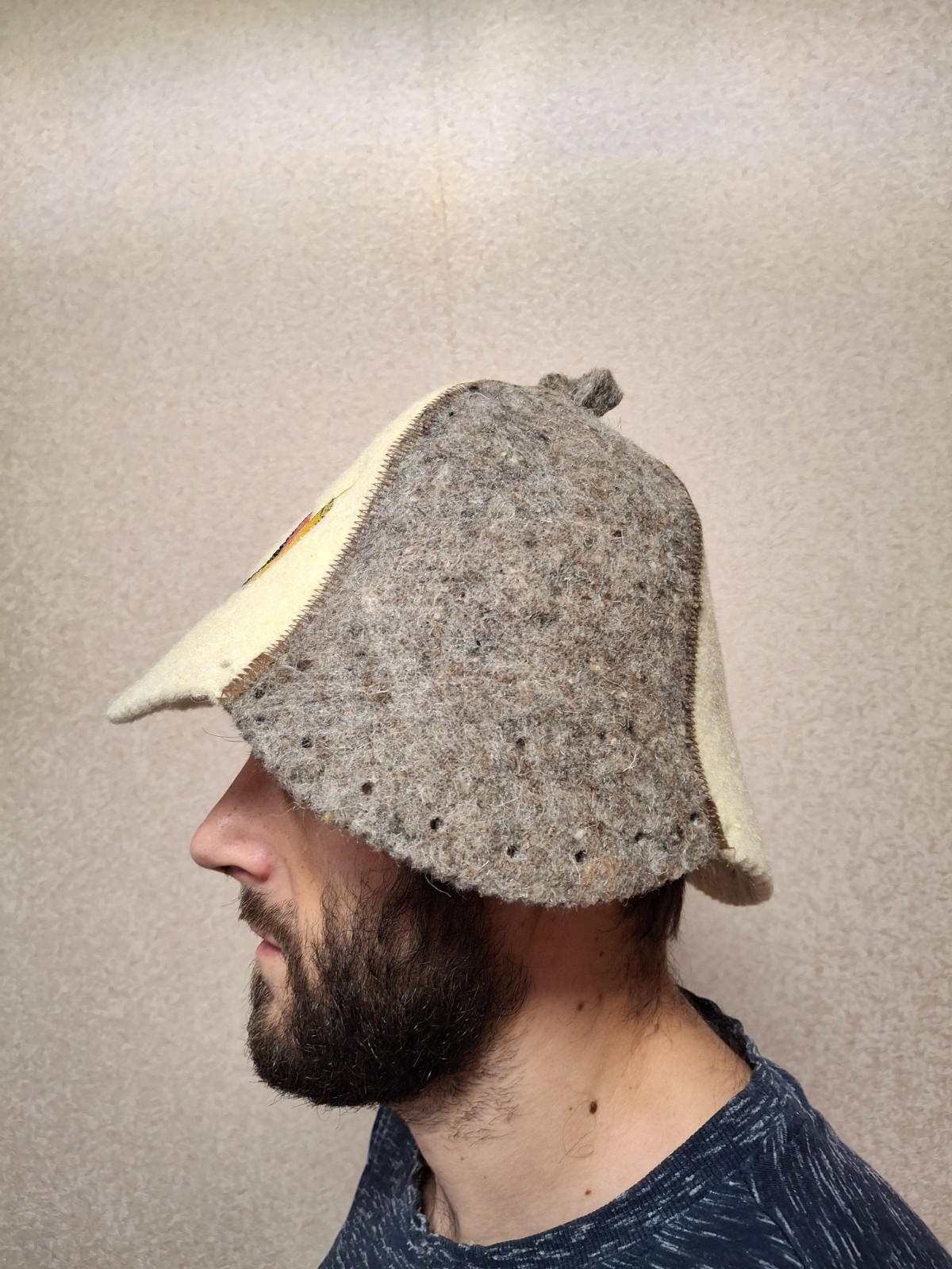 Wool sauna hat for women Funny felt banya hat Gift accessories to saunahut Chris