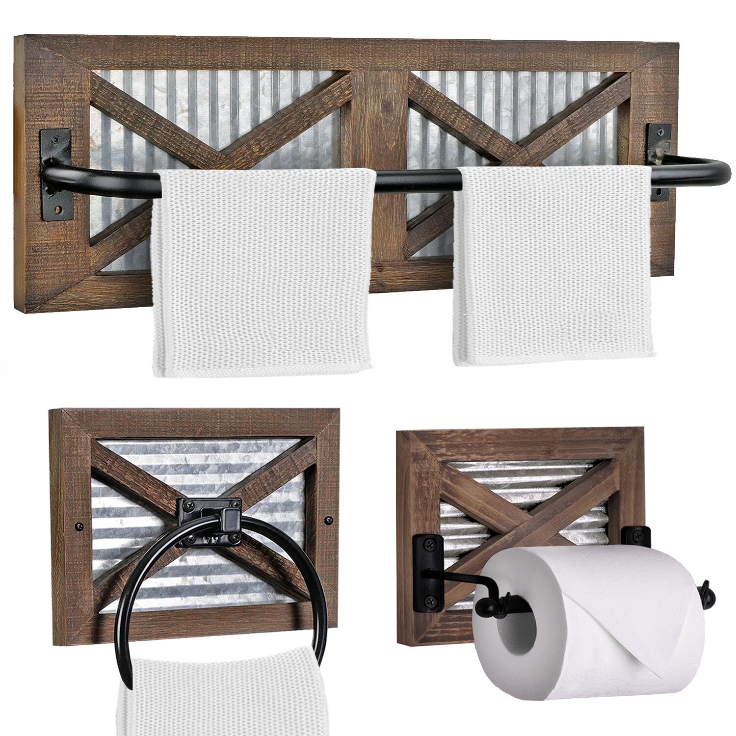 Autumn Alley Farmhouse Toilet Paper Holder, Towel Ring , Towel Rack Holder Set