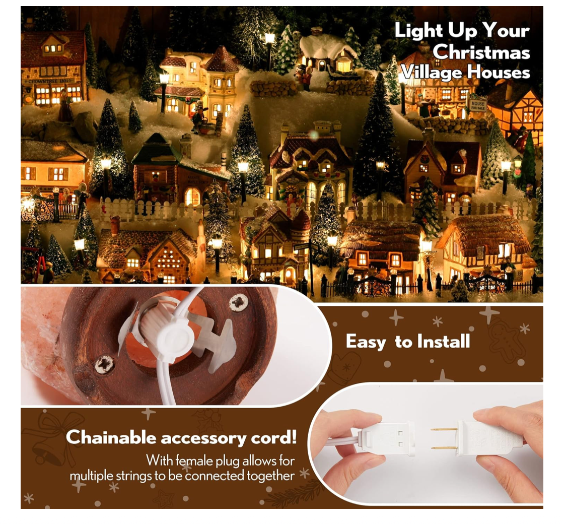 Accessory Cord with 3 LED Light Bulbs, 8.2 Ft Indoor Blow Mold Light Cord