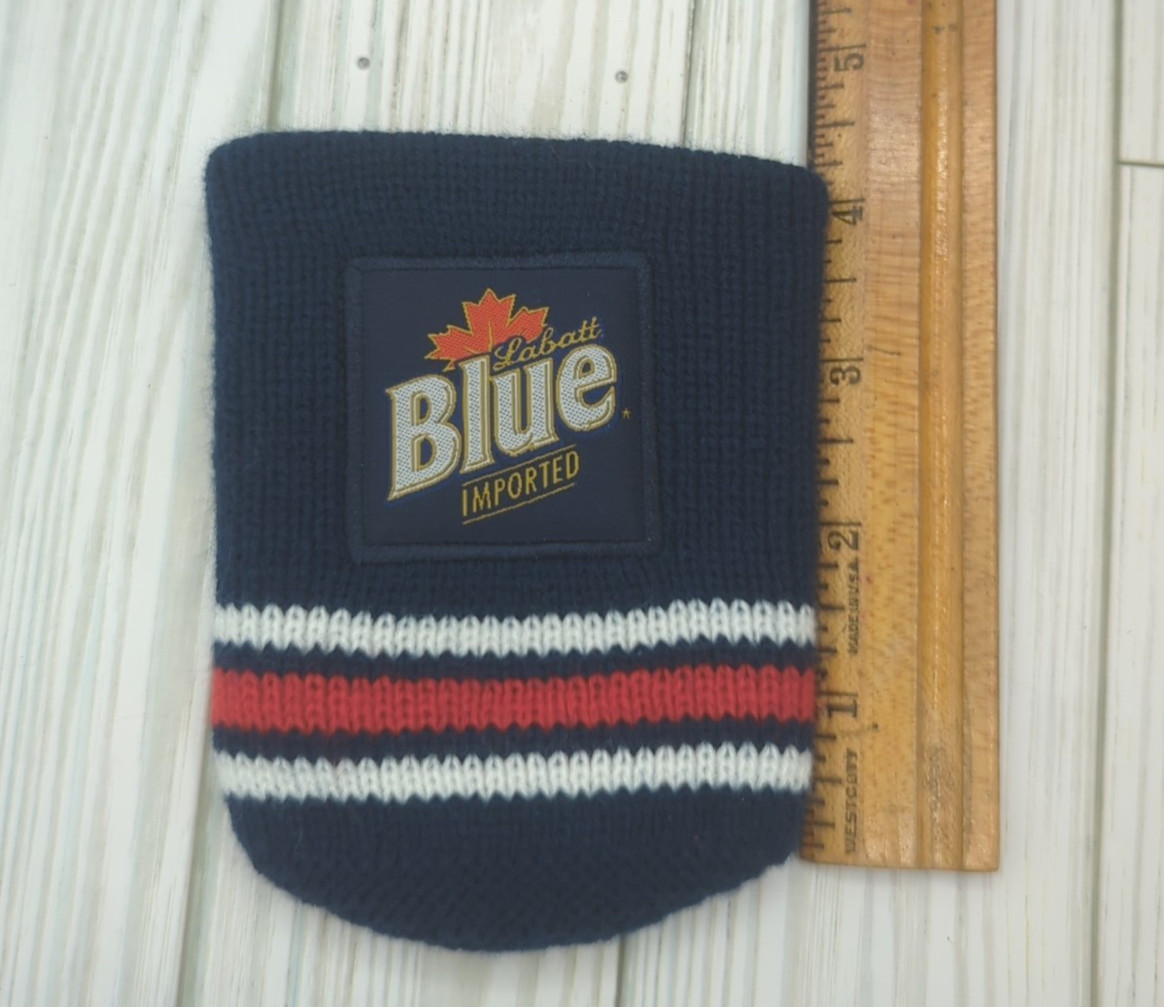 Labatt Blue Knit Beer Koozie Drink Cover