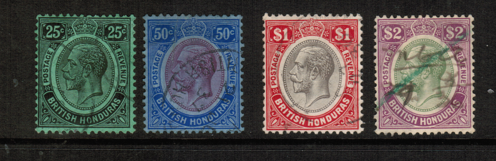 British Honduras, KGV1922. SC#28, 92-102. Used, SCV$70. Rare!!