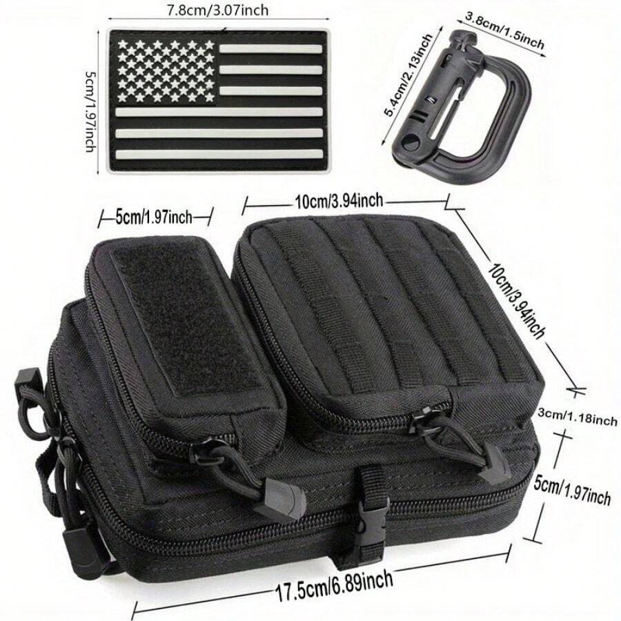 Tactical Molle Zippered Pouch EDC Waist Pack for Hiking